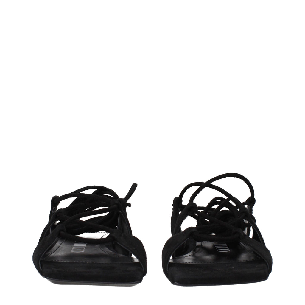 The Attico Schwarze flache Sandalen aus Leder