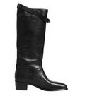 Dolce & Gabbana Schwarzes Logo Plaque Over The Calf Stiefel Schuhe