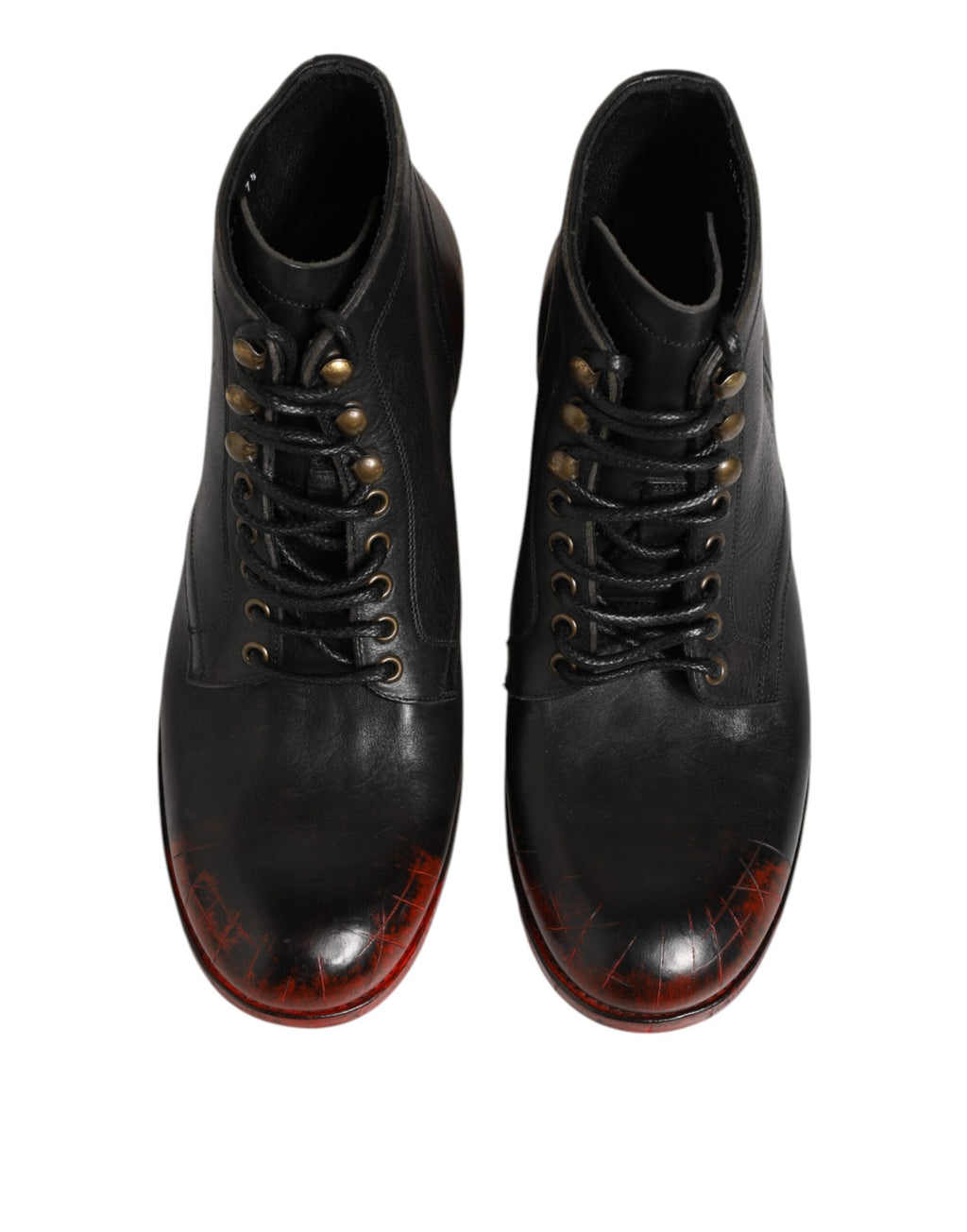 Dolce & Gabbana Black Red Lace-Up Ankle Boots Short Boots Shoes