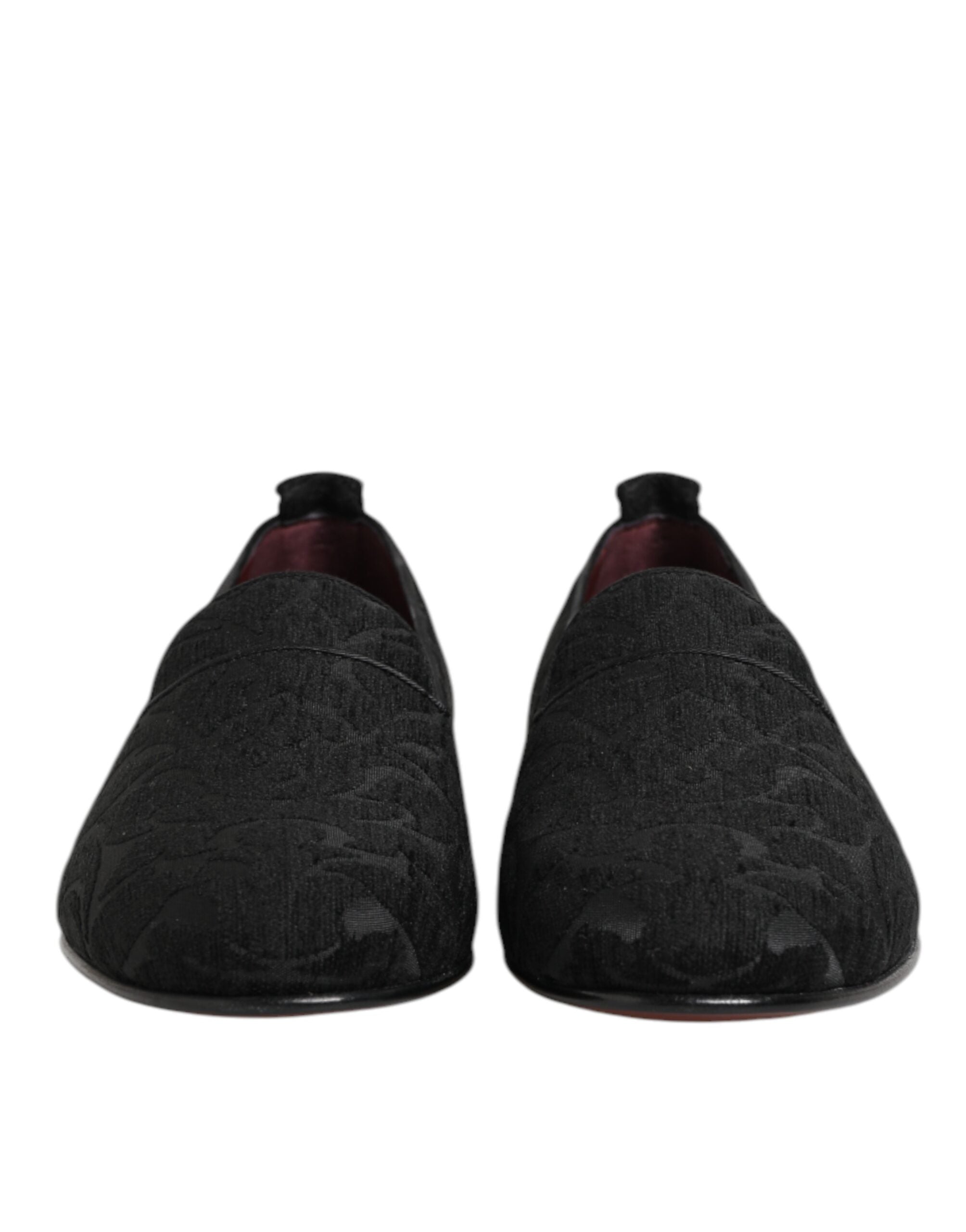 Dolce & Gabbana Black Brocade Loafers Slip On Men's Dress Shoes
