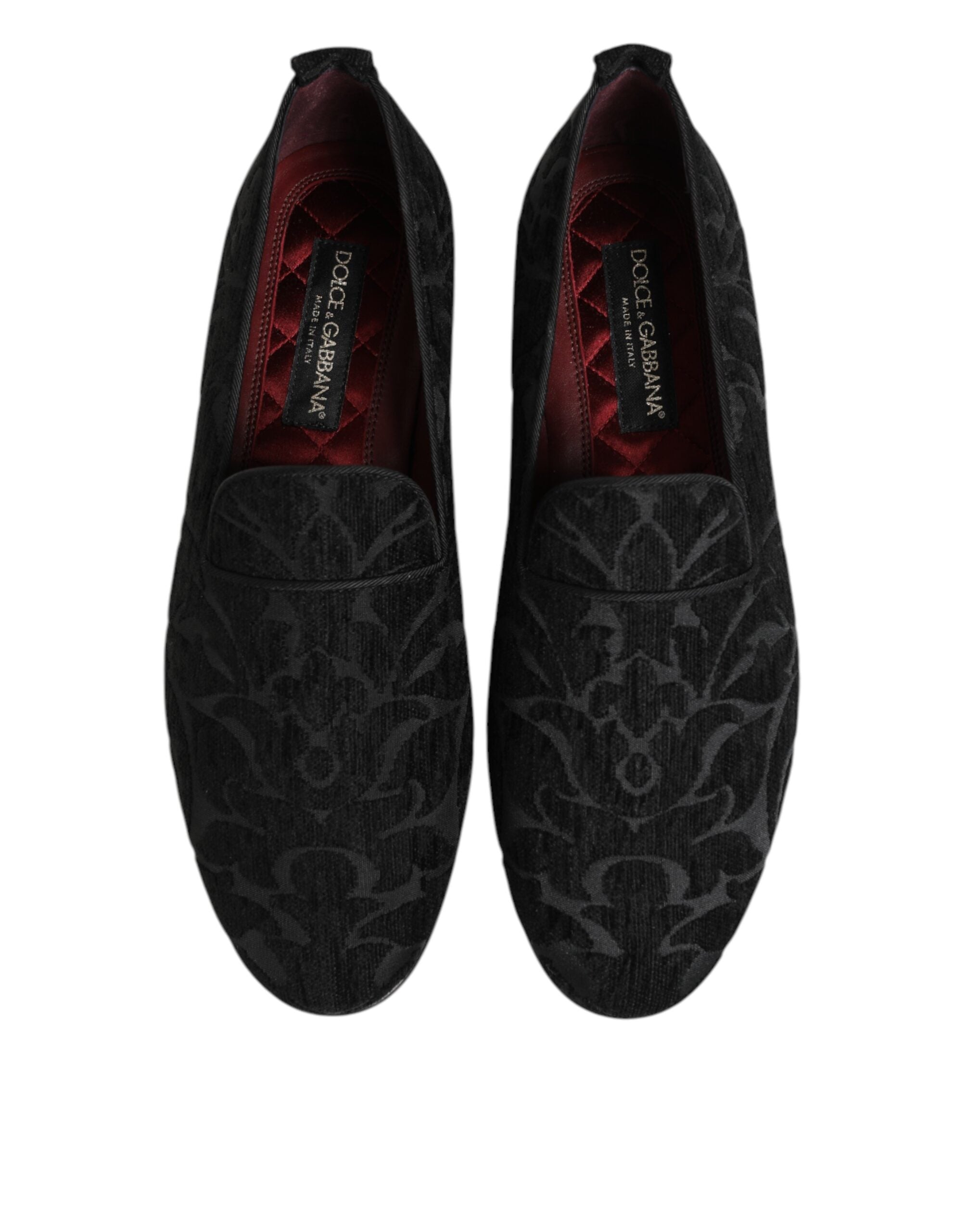 Dolce & Gabbana Black Brocade Loafers Slip On Men's Dress Shoes