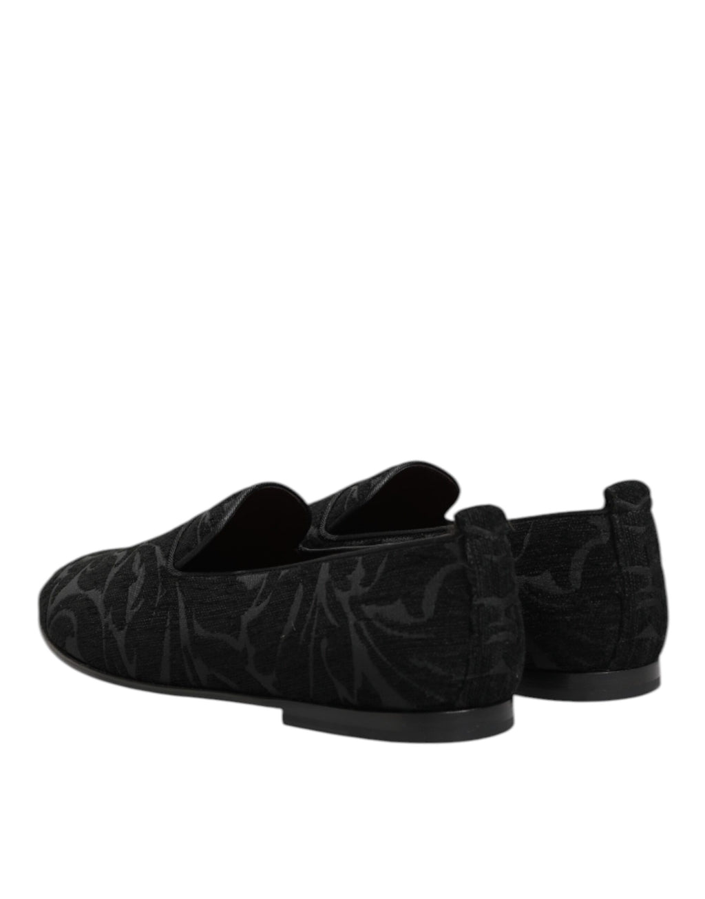 Dolce & Gabbana Black Brocade Loafers Slip On Men's Dress Shoes