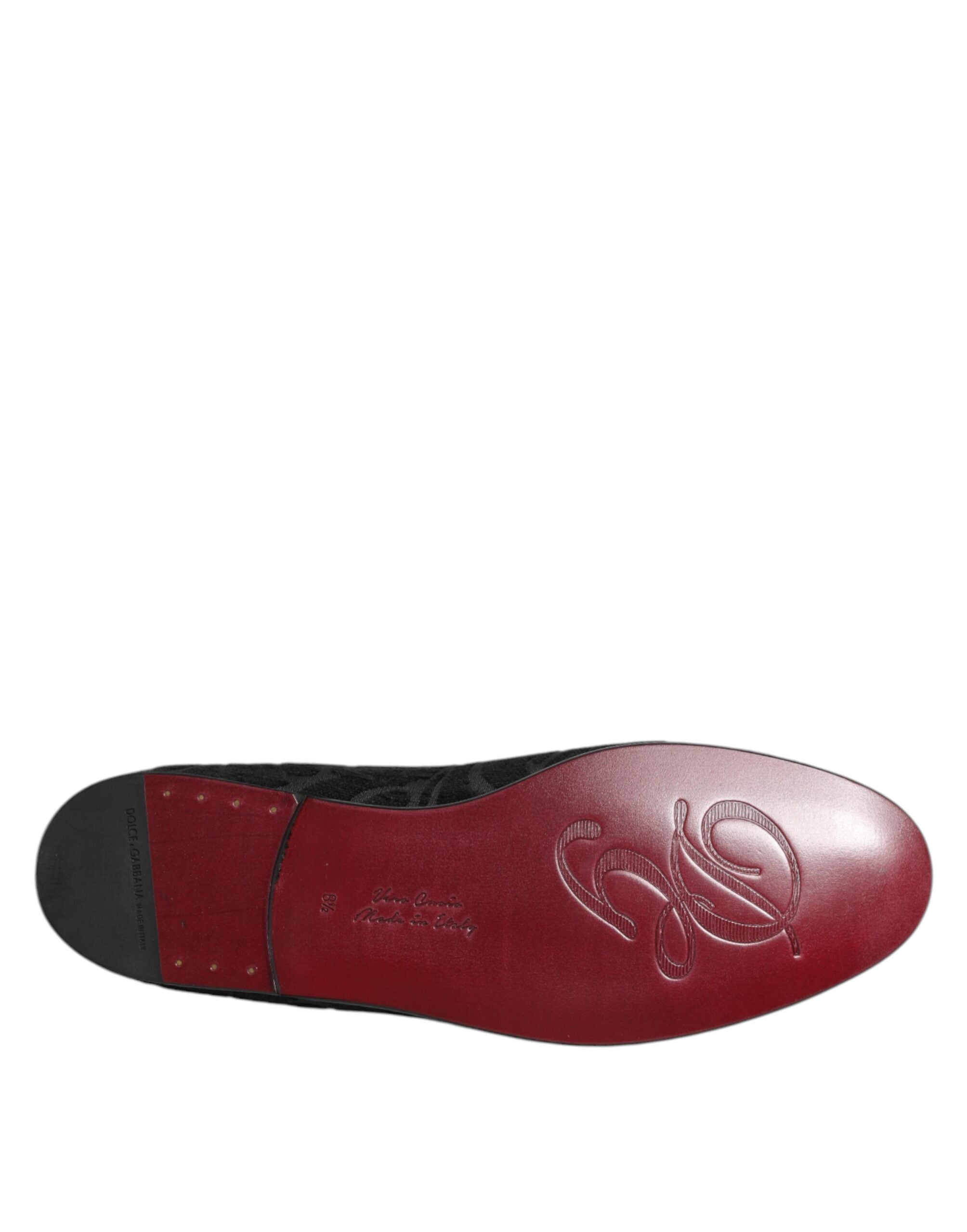 Dolce & Gabbana Black Brocade Loafers Slip On Men's Dress Shoes