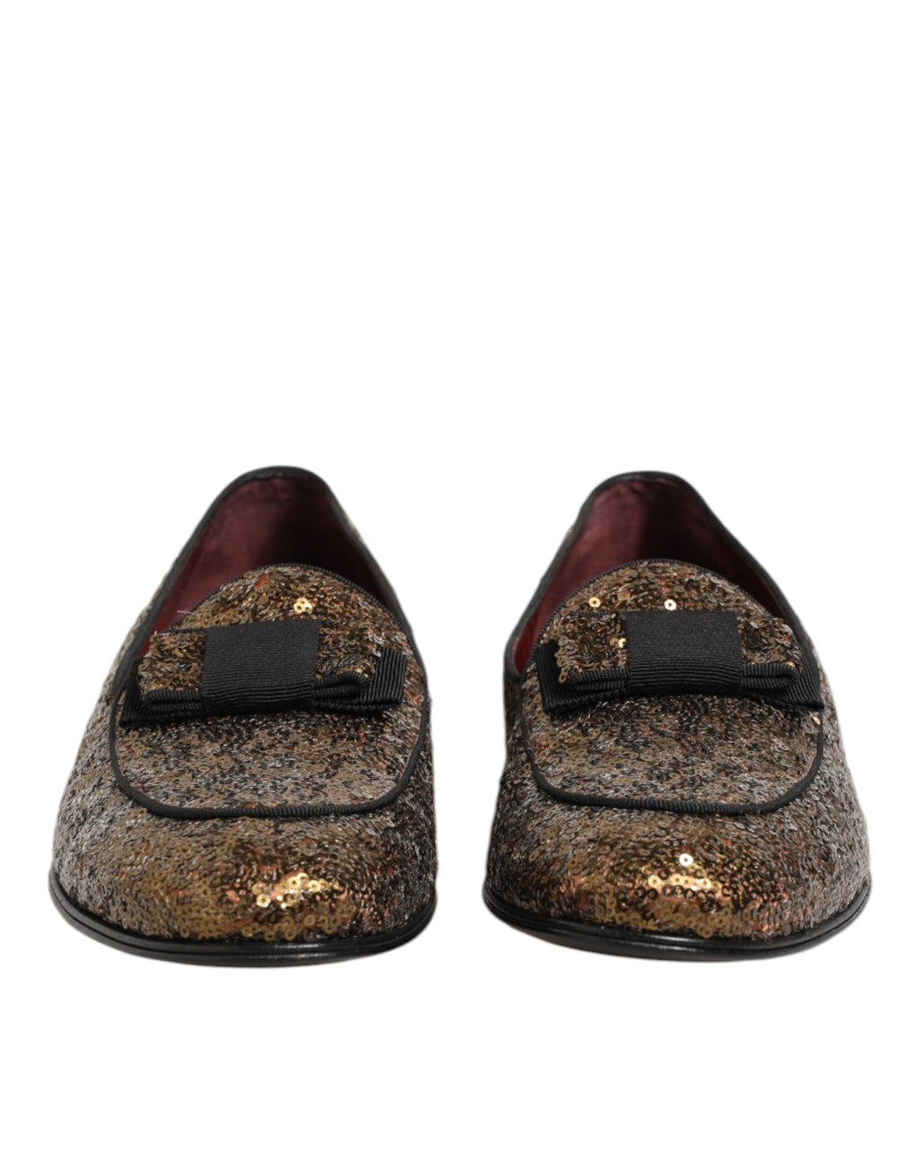 Dolce & Gabbana Gold Sequin Slip On Loafers Men's Dress Shoes