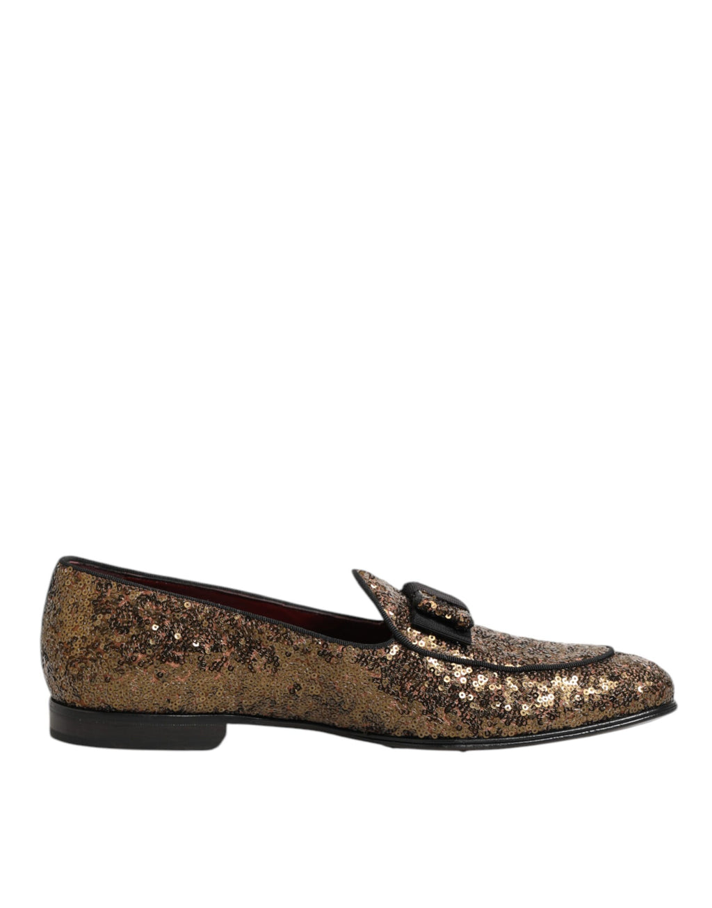Dolce & Gabbana Gold Sequin Slip On Loafers Men's Dress Shoes