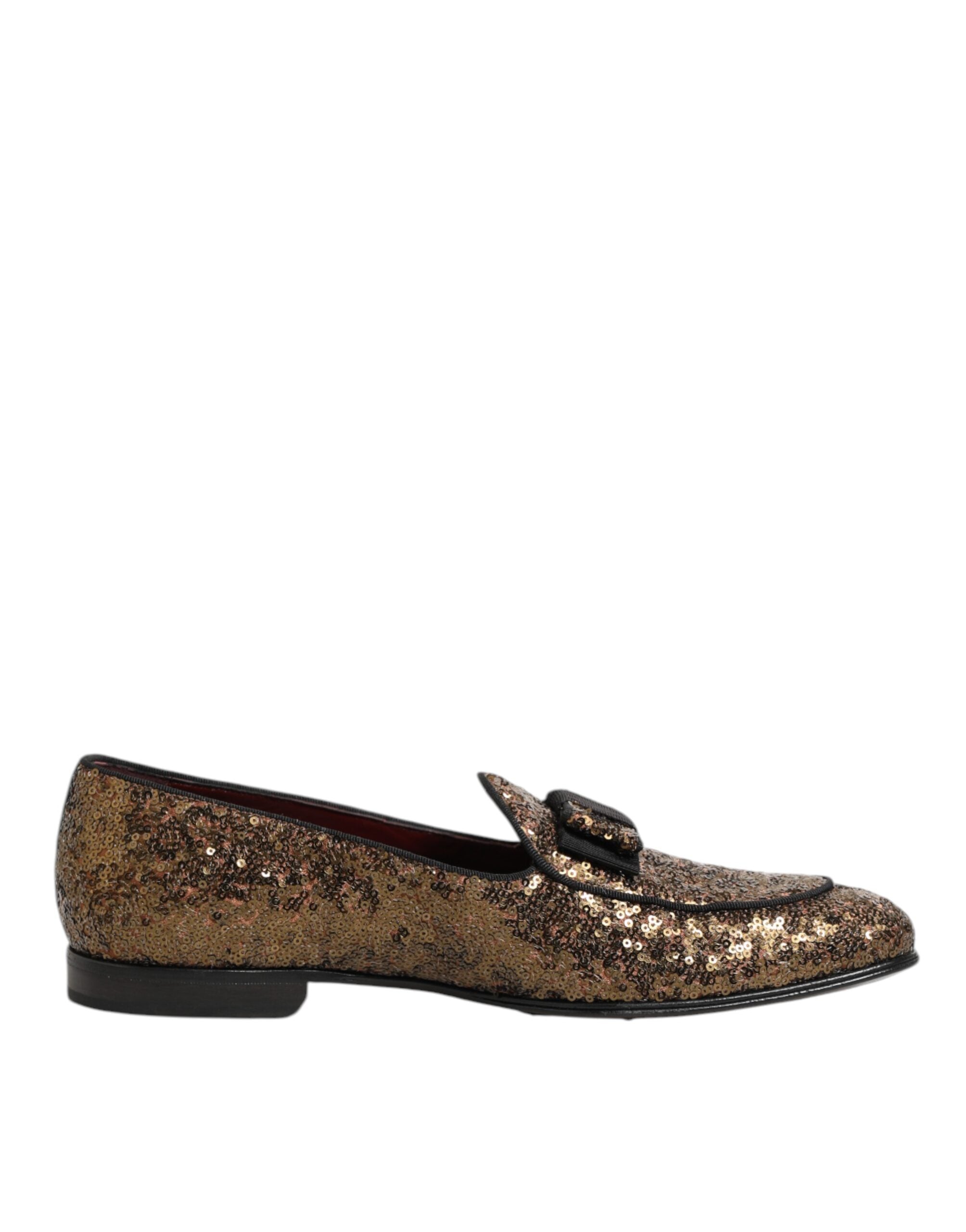 Dolce & Gabbana Gold Sequin Slip On Loafers Men's Dress Shoes
