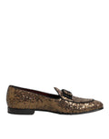 Dolce & Gabbana Gold Sequin Slip On Loafers Men's Dress Shoes