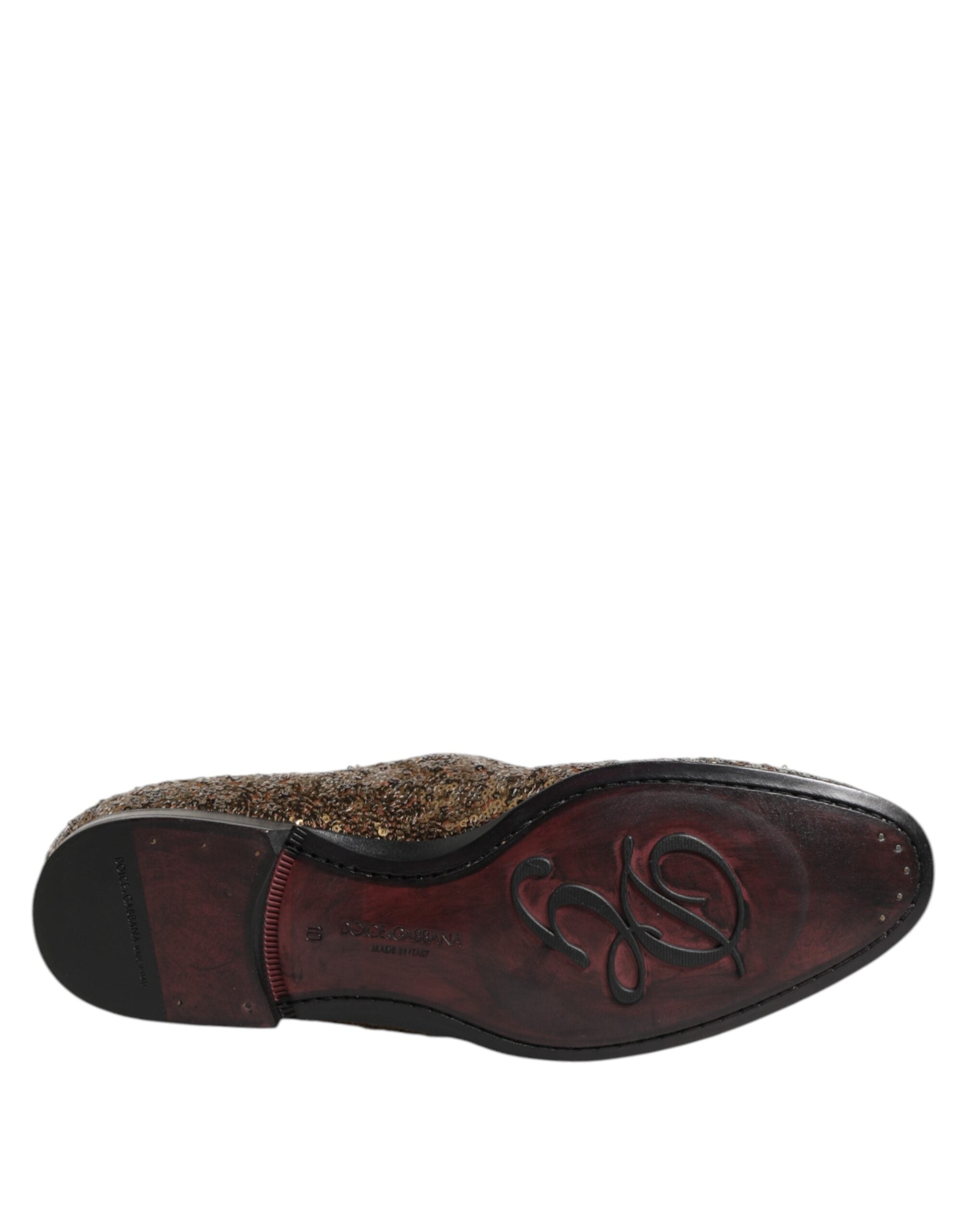 Dolce & Gabbana Gold Sequin Slip On Loafers Men's Dress Shoes