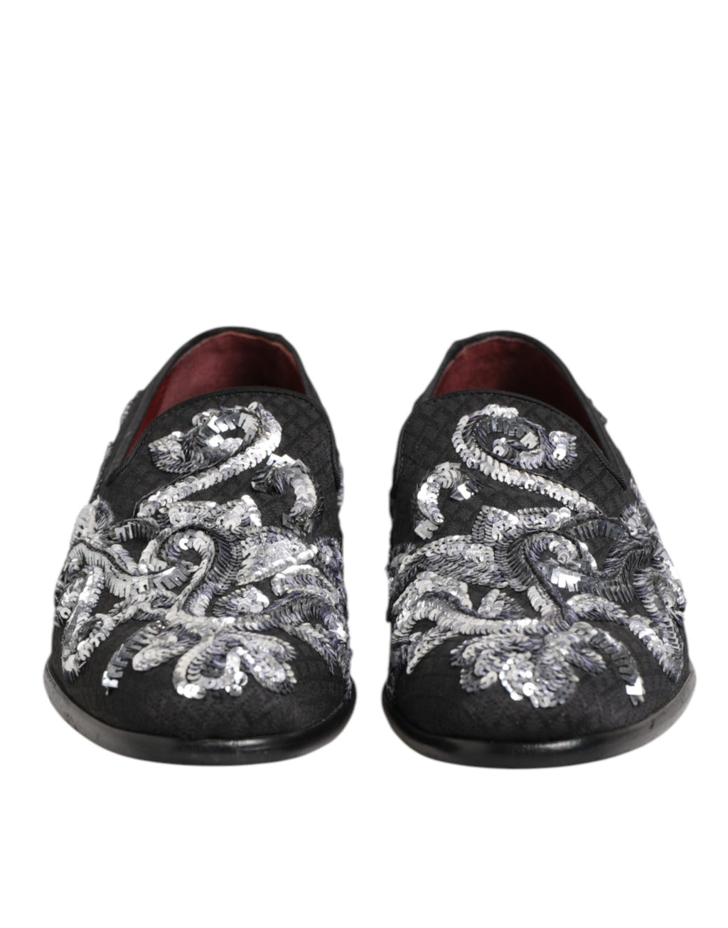 Dolce & Gabbana Black Silver Sequin Loafers Men's Dress Shoes