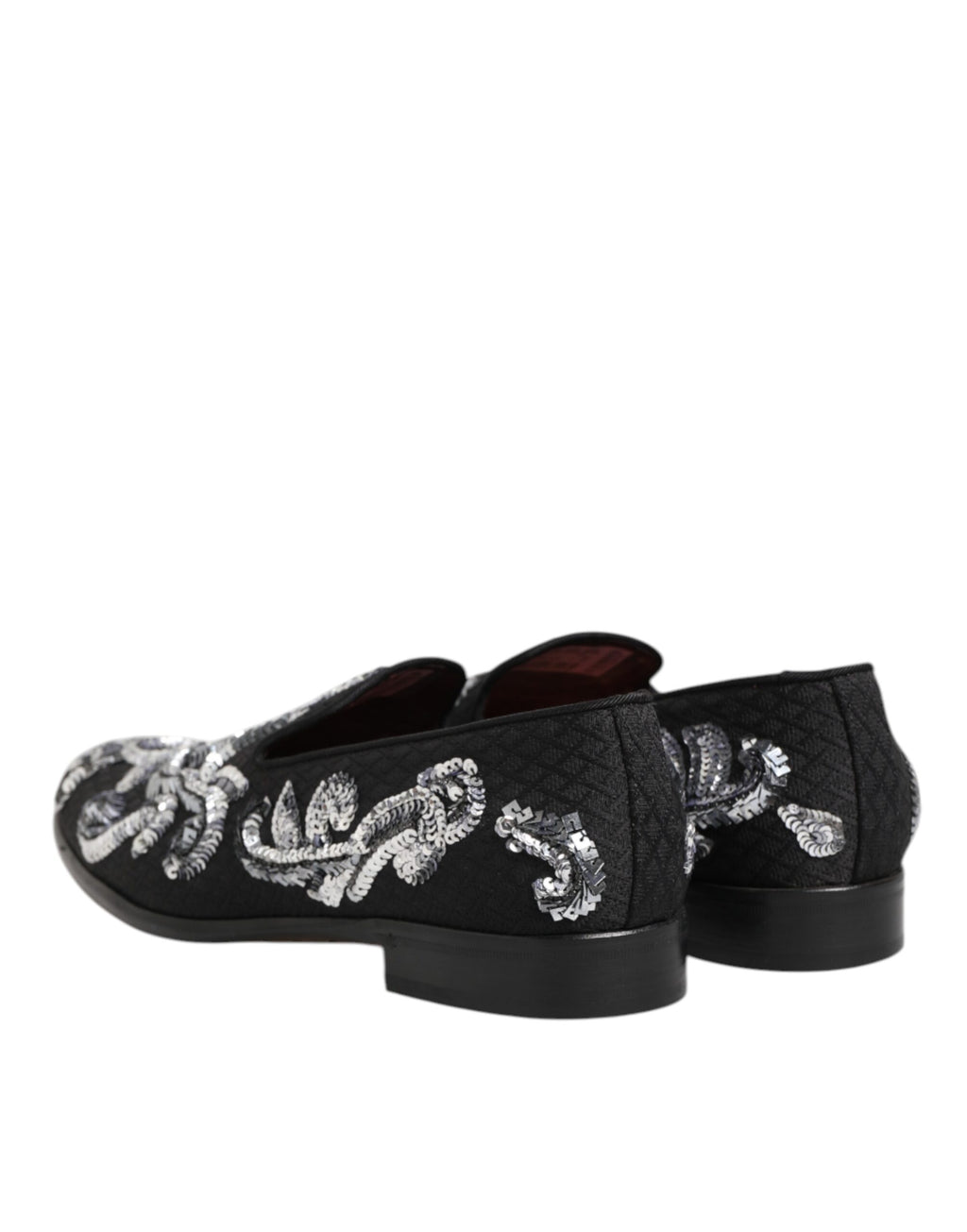 Dolce & Gabbana Black Silver Sequin Loafers Men's Dress Shoes