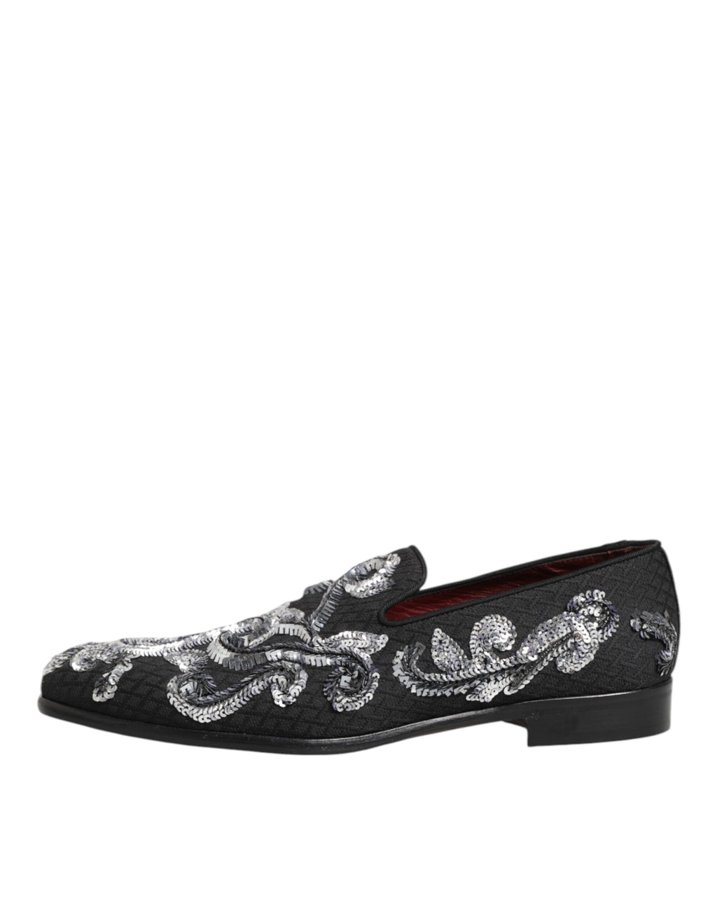 Dolce & Gabbana Black Silver Sequin Loafers Men's Dress Shoes