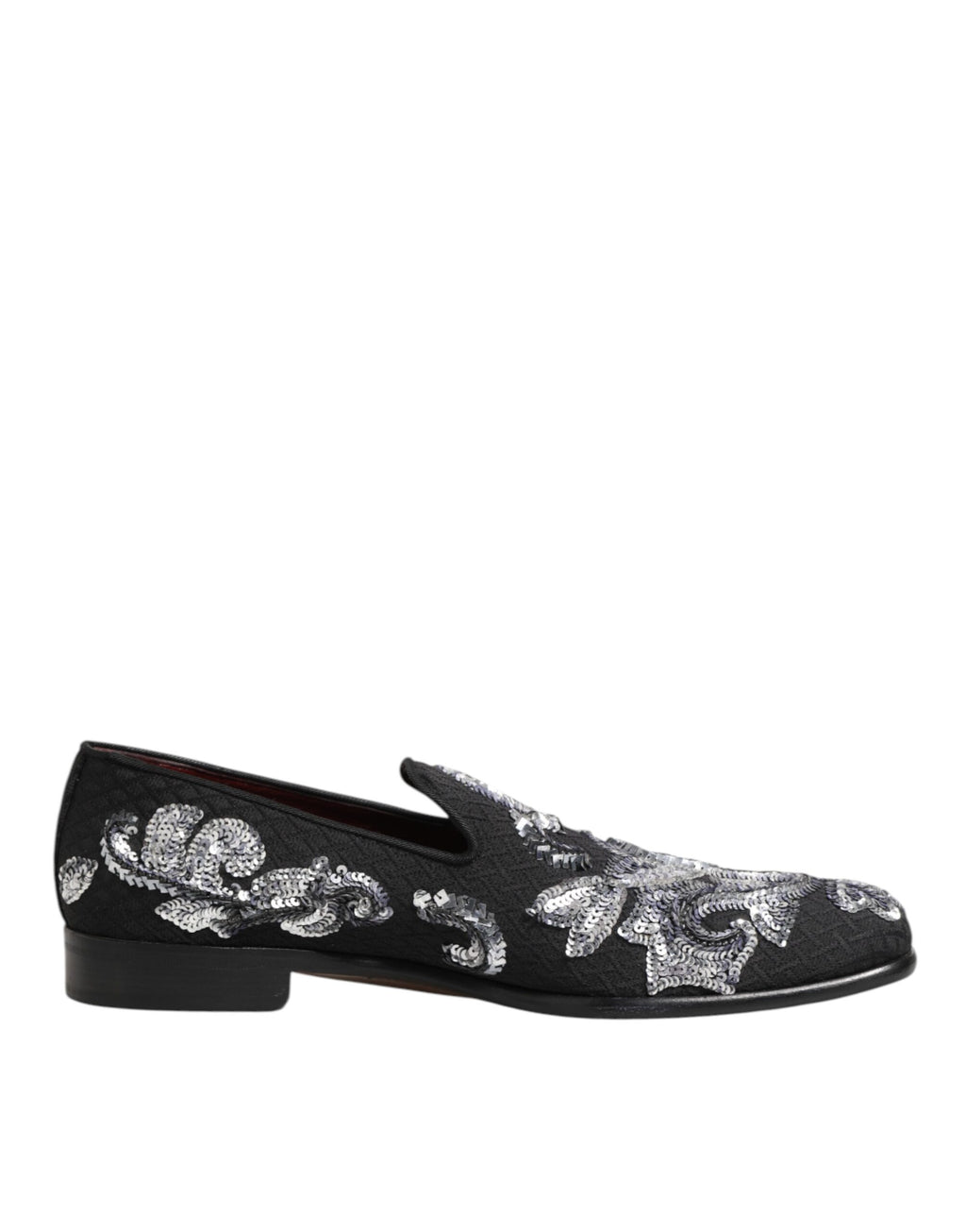 Dolce & Gabbana Black Silver Sequin Loafers Men's Dress Shoes