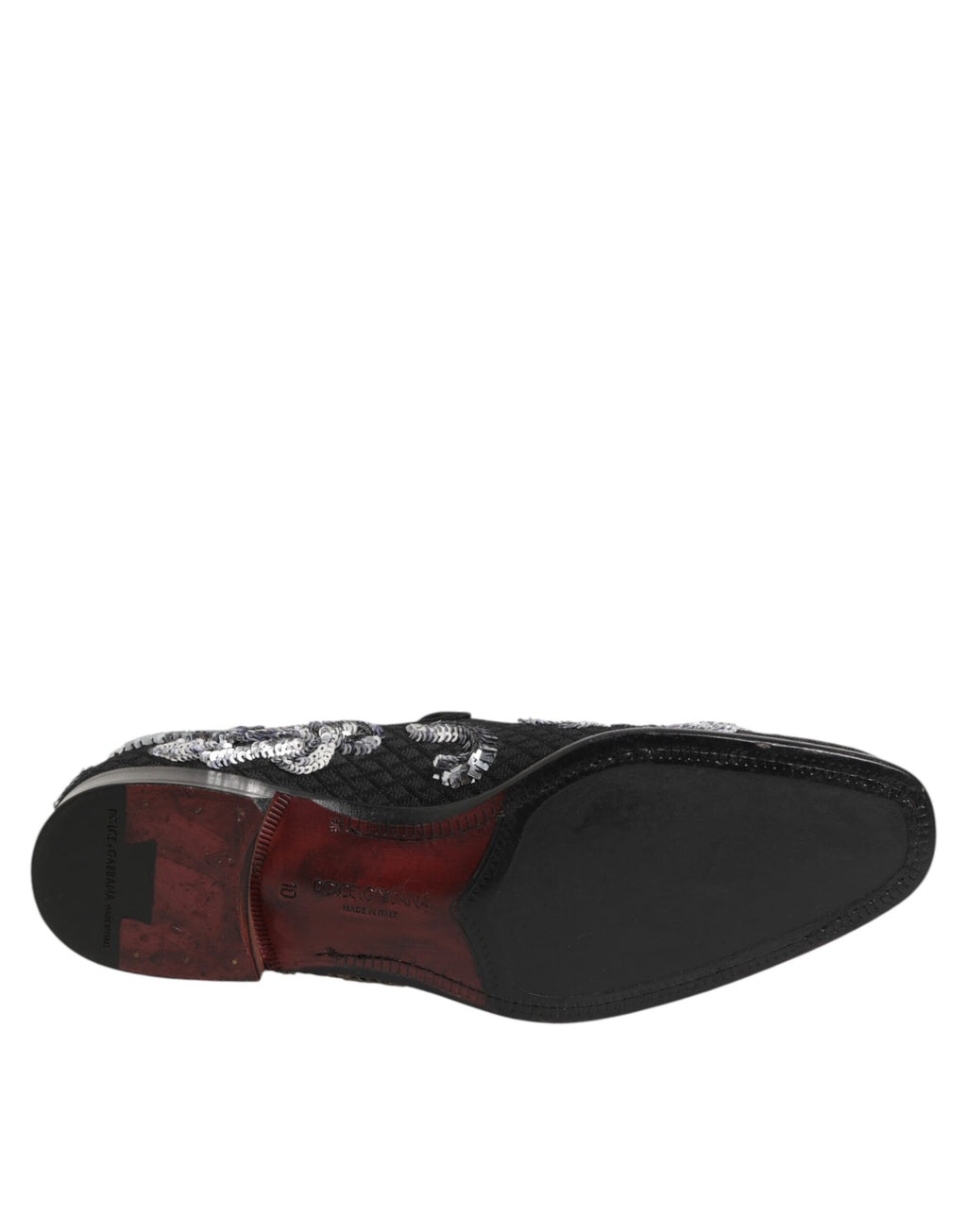 Dolce & Gabbana Black Silver Sequin Loafers Men's Dress Shoes