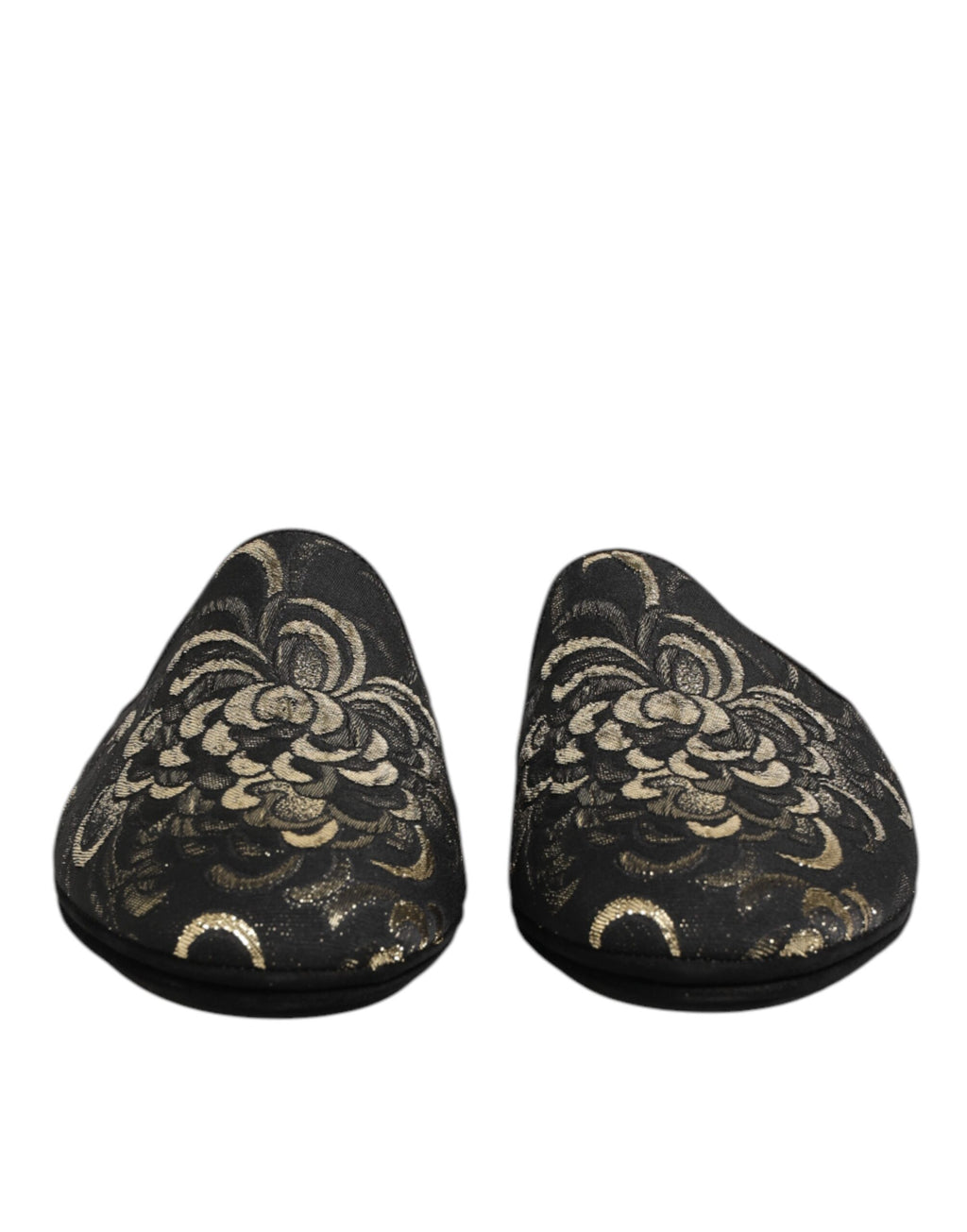 Dolce & Gabbana Schwarz Floral Jacquard Pantoffeln Schuhe
