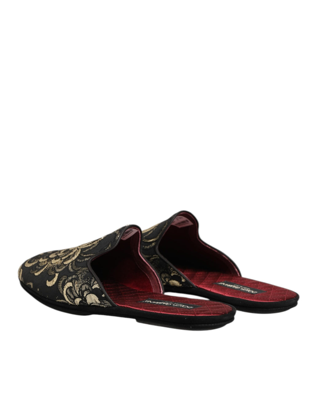 Dolce & Gabbana Schwarz Floral Jacquard Pantoffeln Schuhe