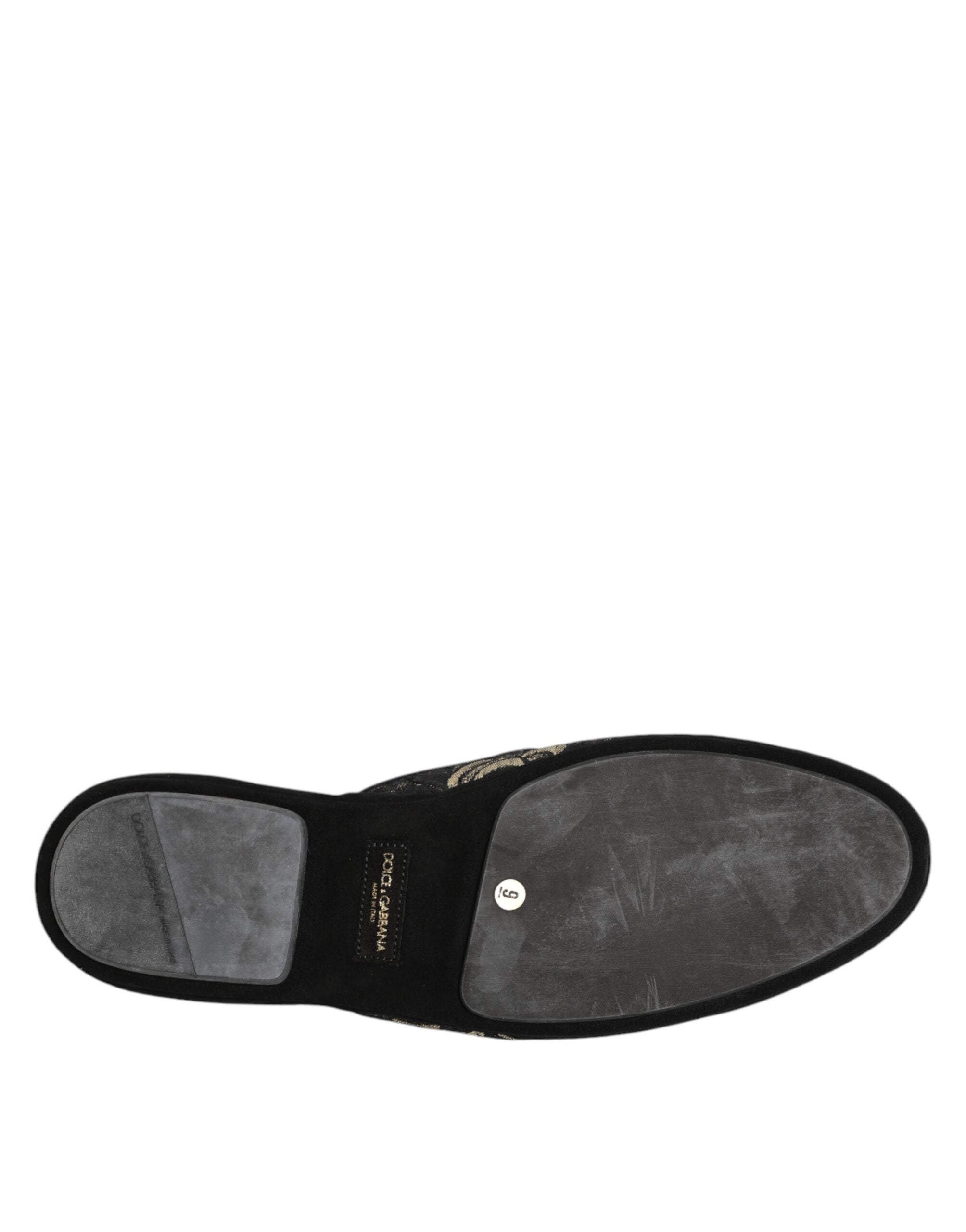Dolce & Gabbana Schwarz Floral Jacquard Pantoffeln Schuhe
