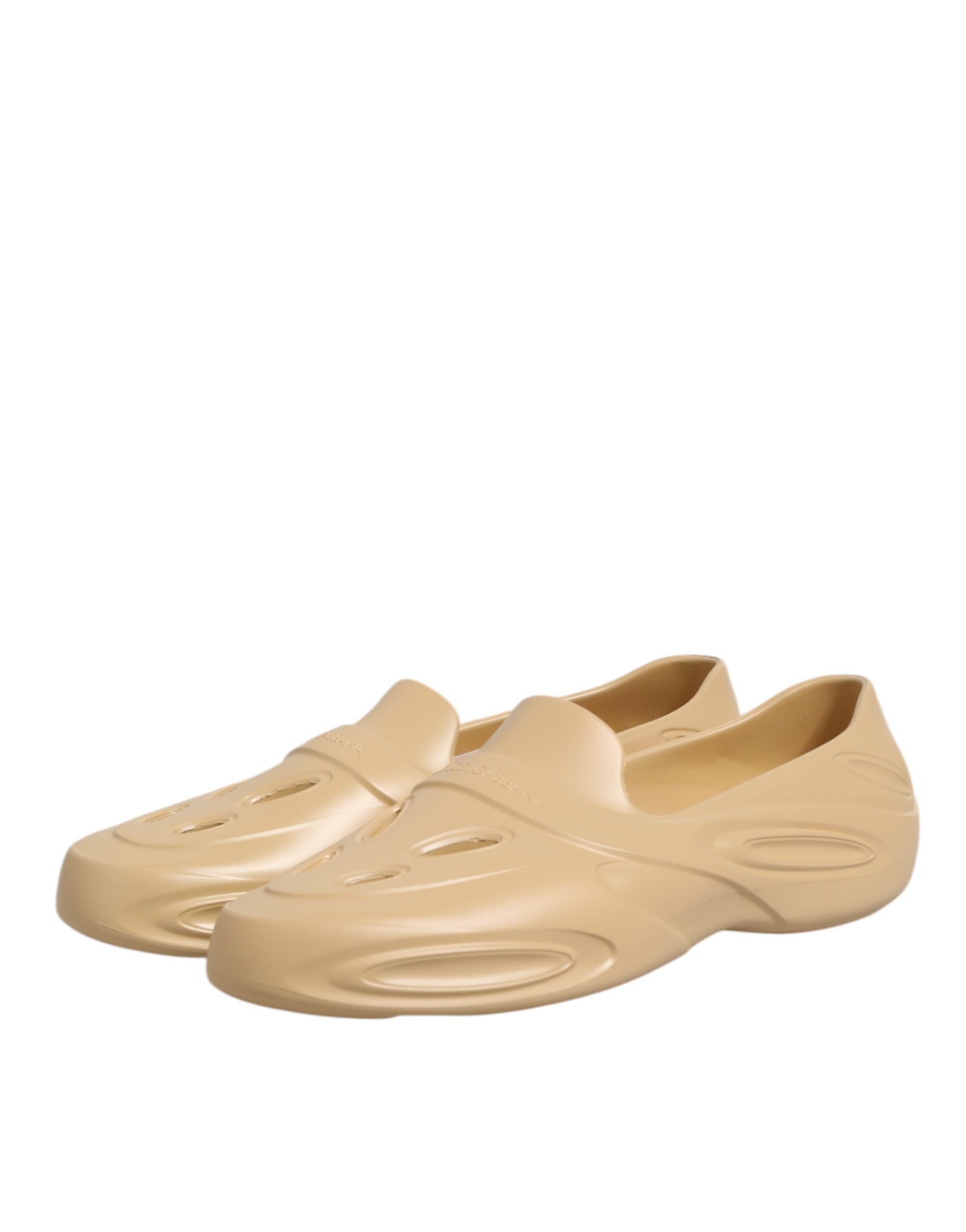 Dolce & Gabbana Beige Gummi Rutschen Low Top Turnschuhe Schuhe