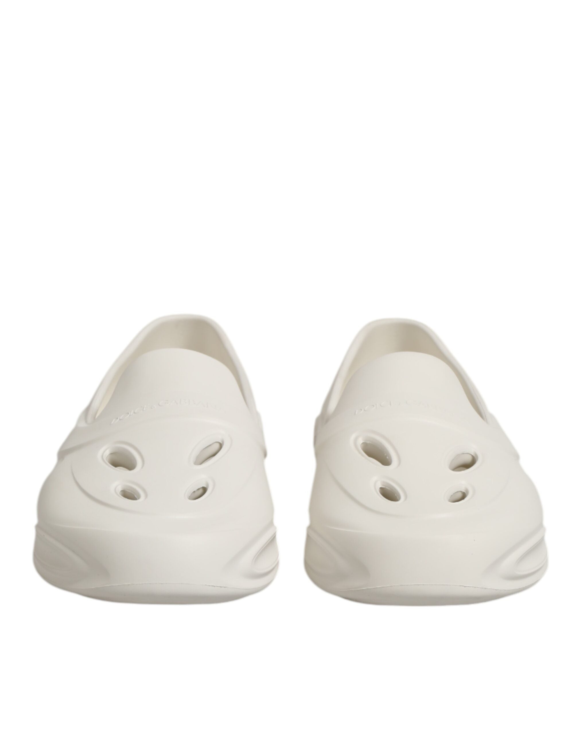 Dolce & Gabbana Weiße Gummirutschen Low Top Sneakers Schuhe