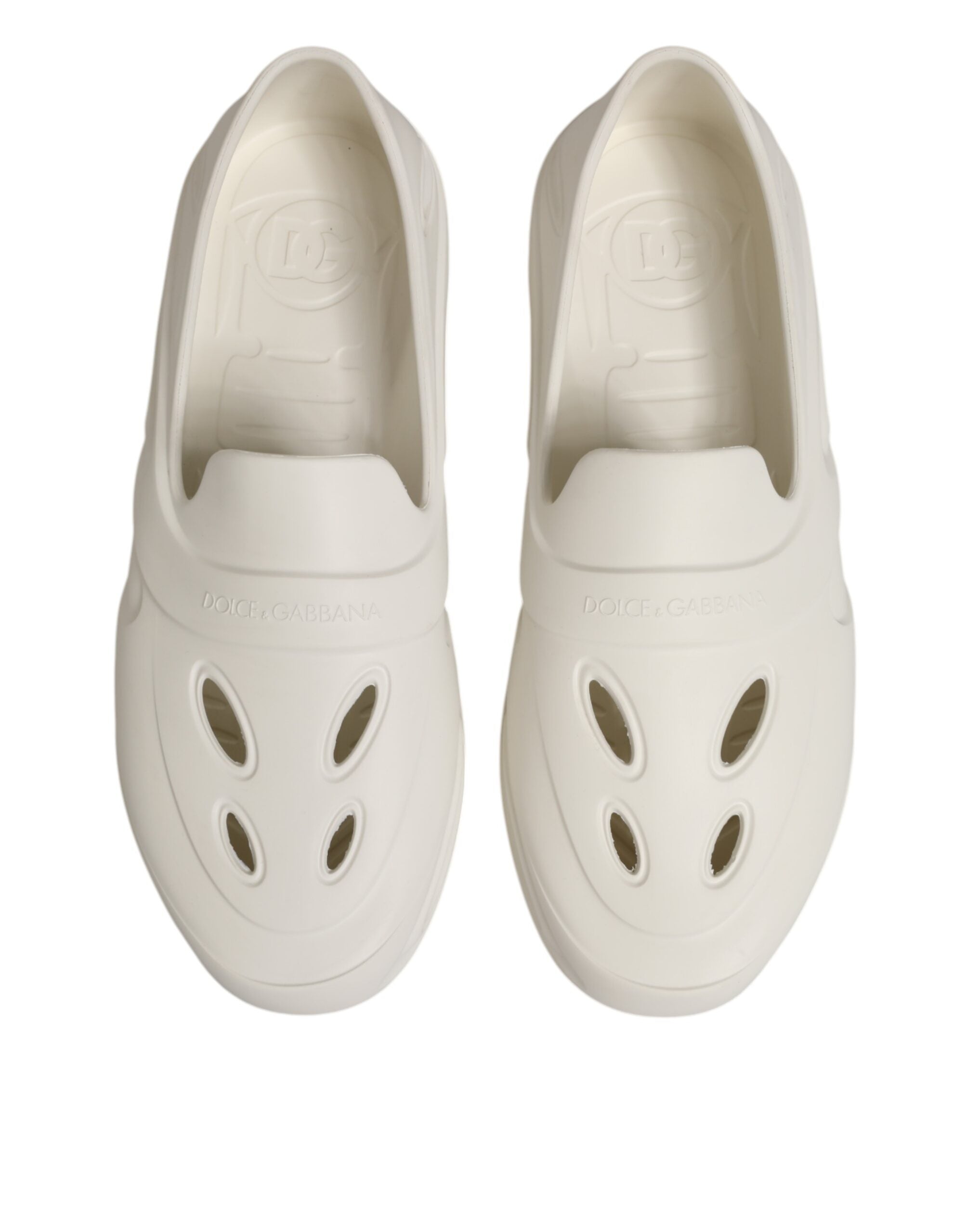 Dolce & Gabbana Weiße Gummirutschen Low Top Sneakers Schuhe