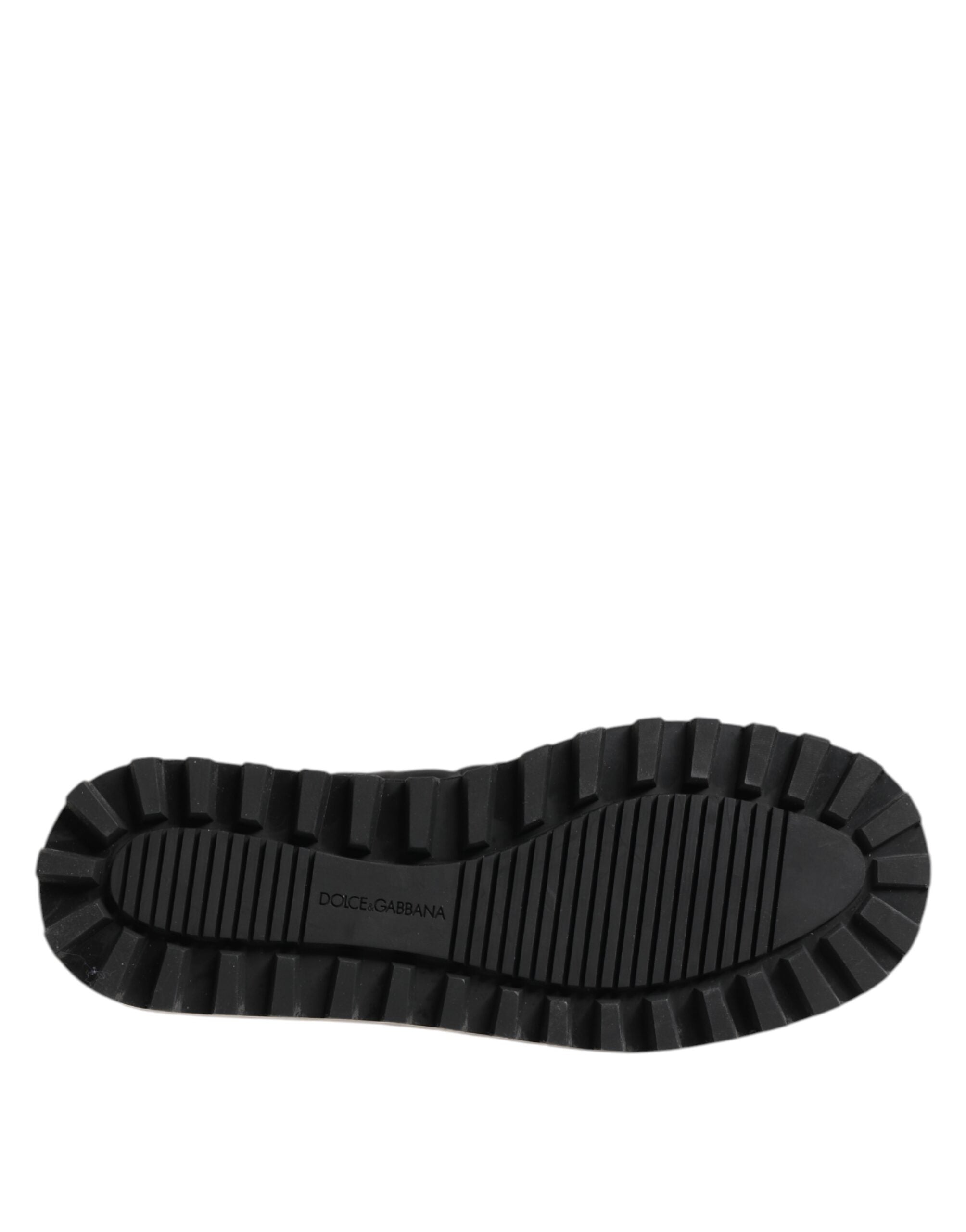 Dolce & Gabbana Schwarz Nylon Low Top Slip On Sneaker Schuhe