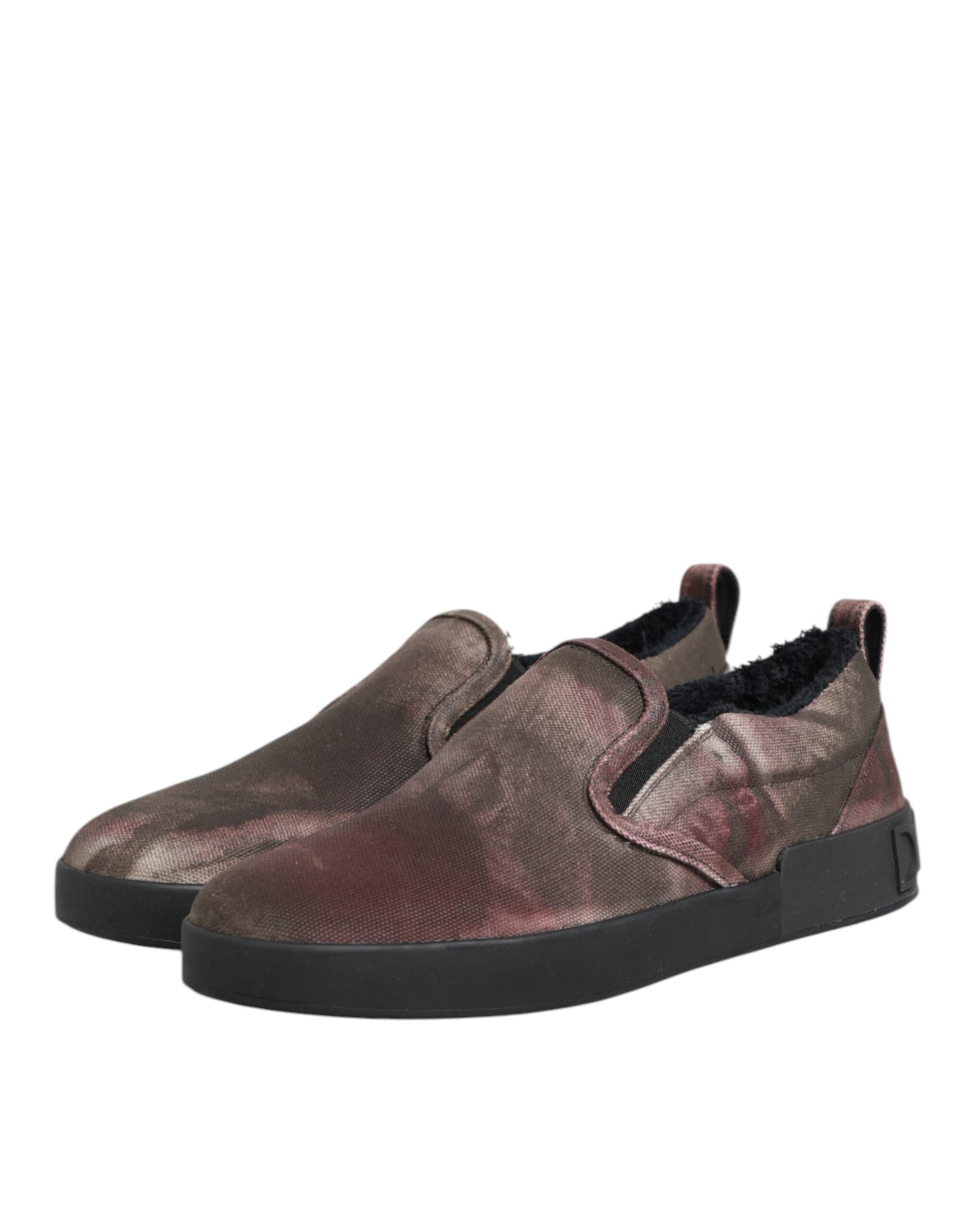 Dolce & Gabbana Multicolor Baumwolle Low Top Slip On Männer Turnschuhe Schuhe