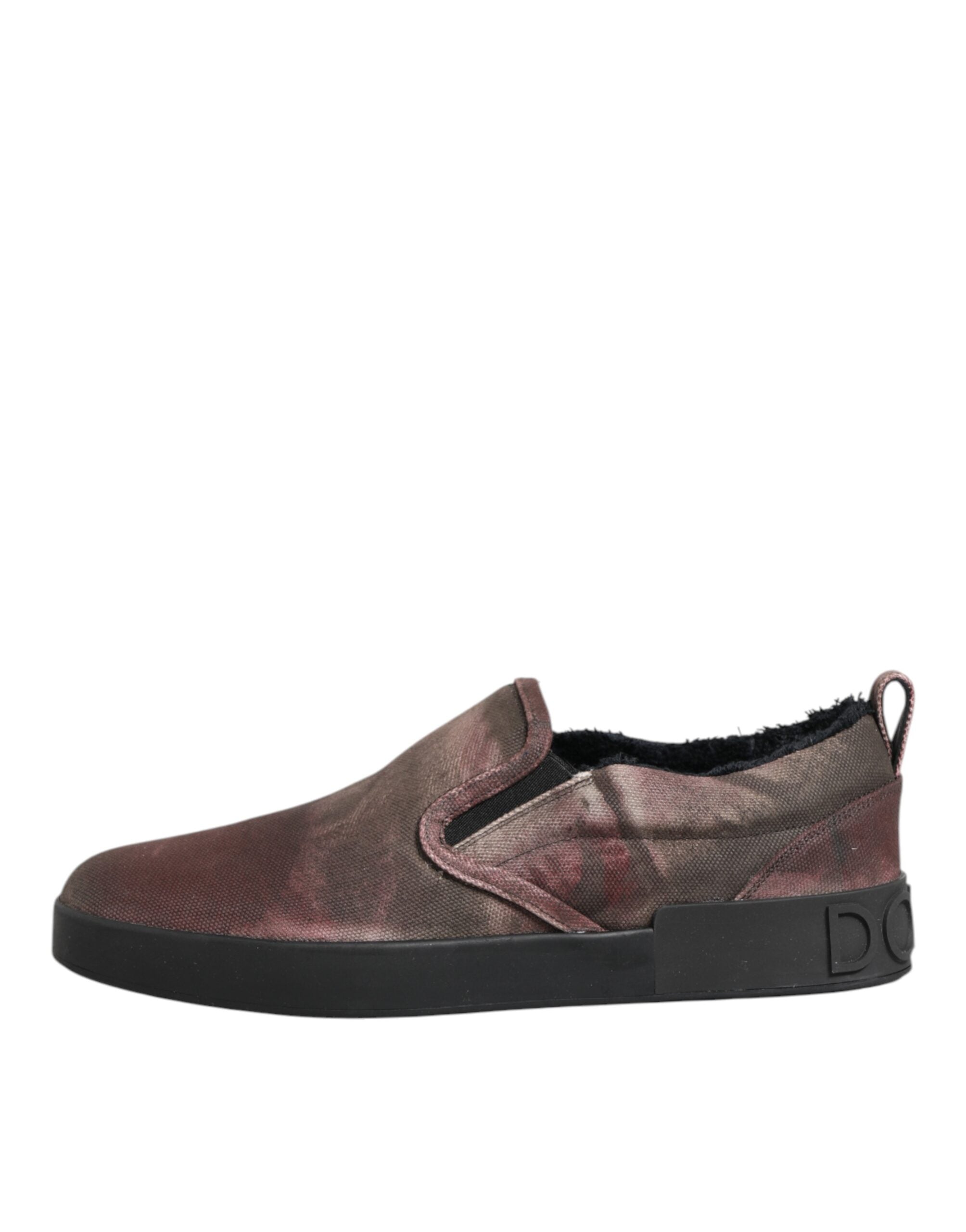 Dolce & Gabbana Multicolor Baumwolle Low Top Slip On Männer Turnschuhe Schuhe