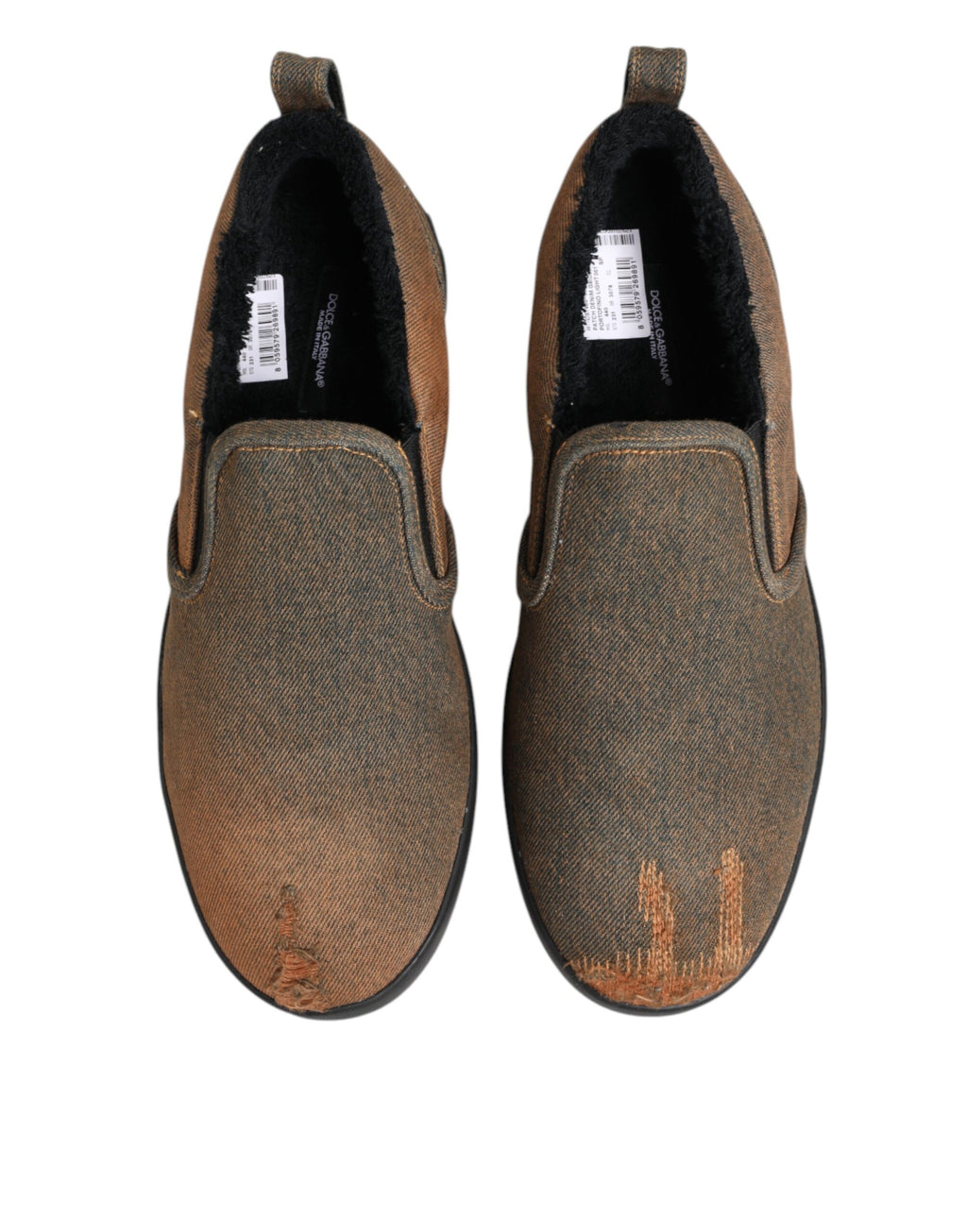 Dolce & Gabbana Braun Baumwolle Low Top Slip On Turnschuhe Schuhe