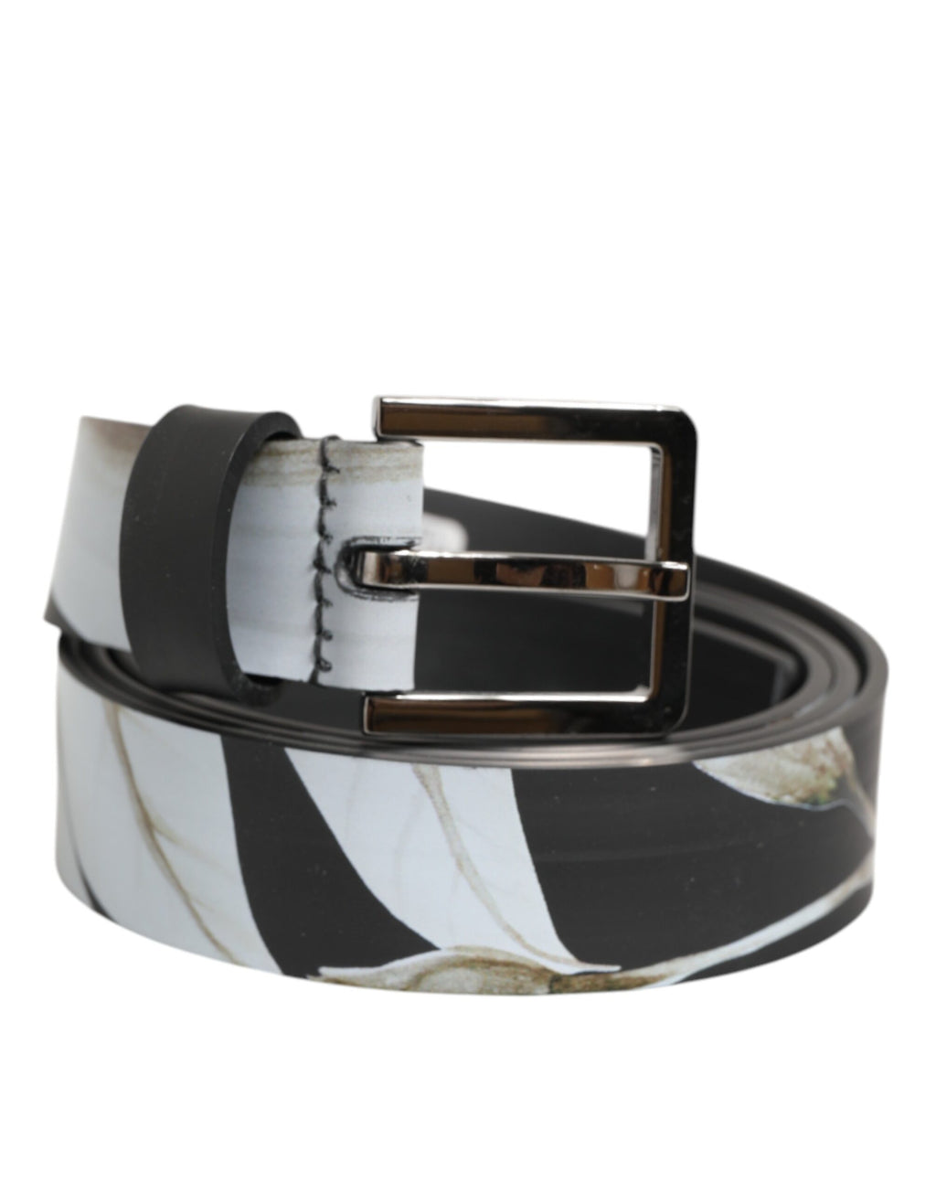 Dolce & Gabbana Multicolor PVC Floral Silber Schnalle Männer Gürtel