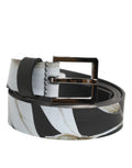 Dolce & Gabbana Multicolor PVC Floral Silber Schnalle Männer Gürtel
