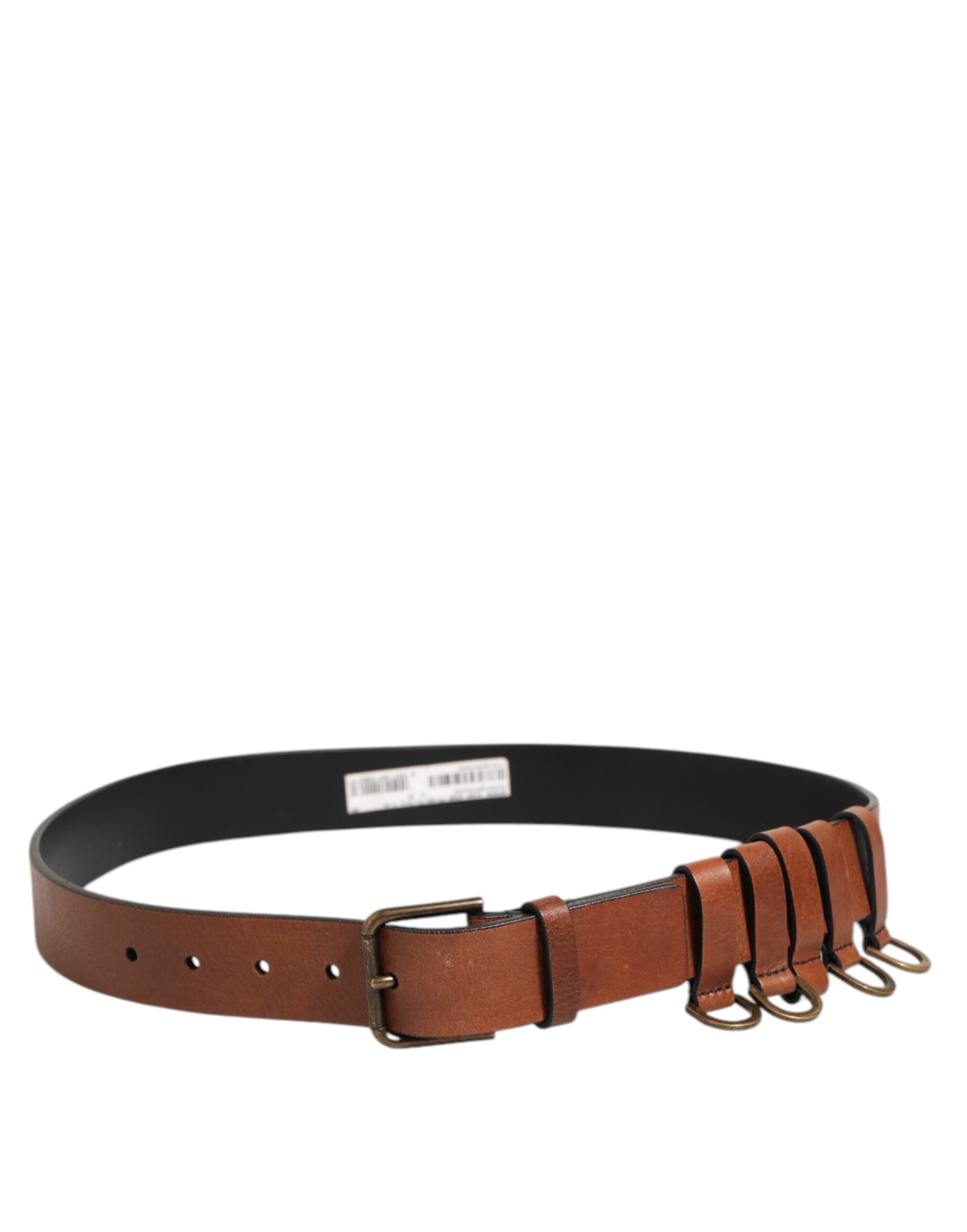 Dolce & Gabbana Brown Classic Gold Metal Logo Buckle Men's Belt