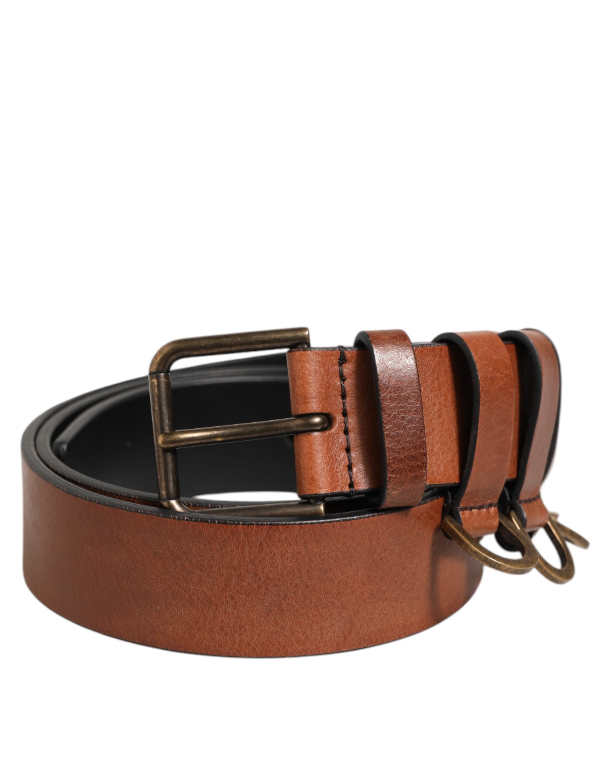 Dolce & Gabbana Brown Classic Gold Metal Logo Buckle Men's Belt