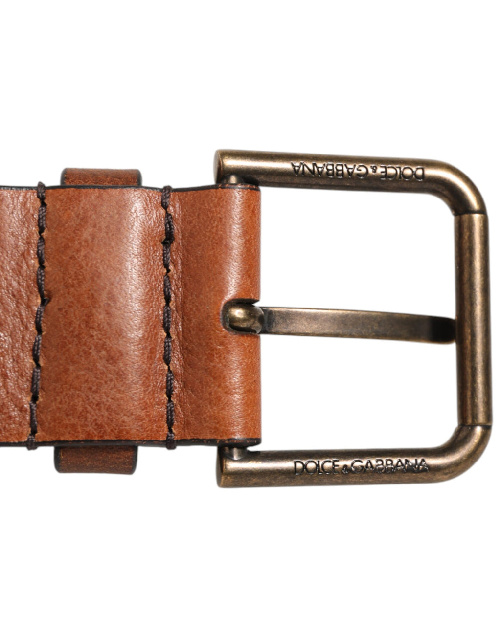 Dolce & Gabbana Brown Classic Gold Metal Logo Buckle Men's Belt