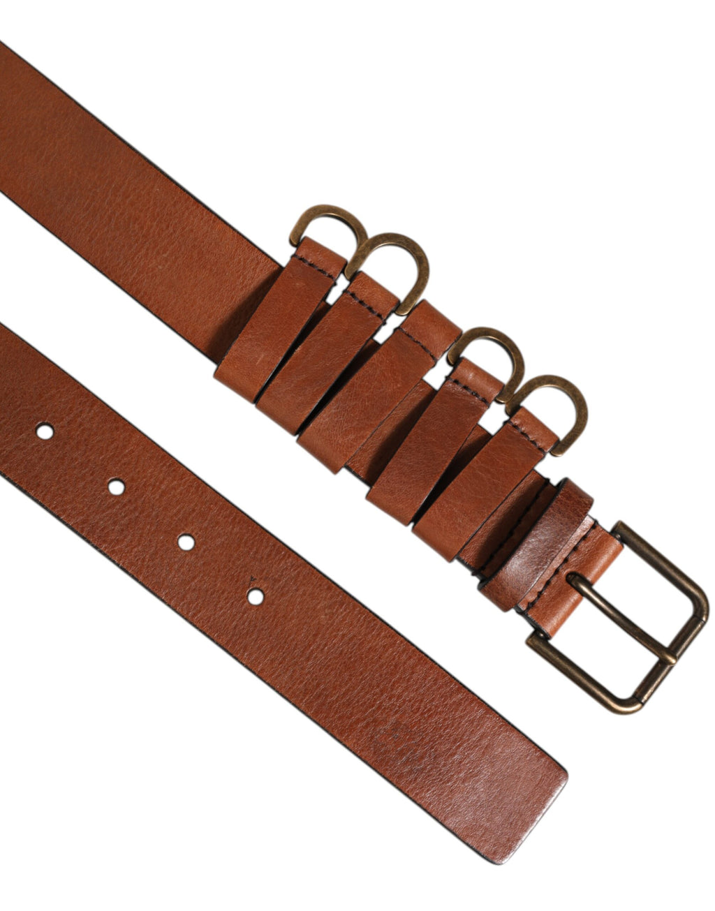 Dolce & Gabbana Brown Classic Gold Metal Logo Buckle Men's Belt