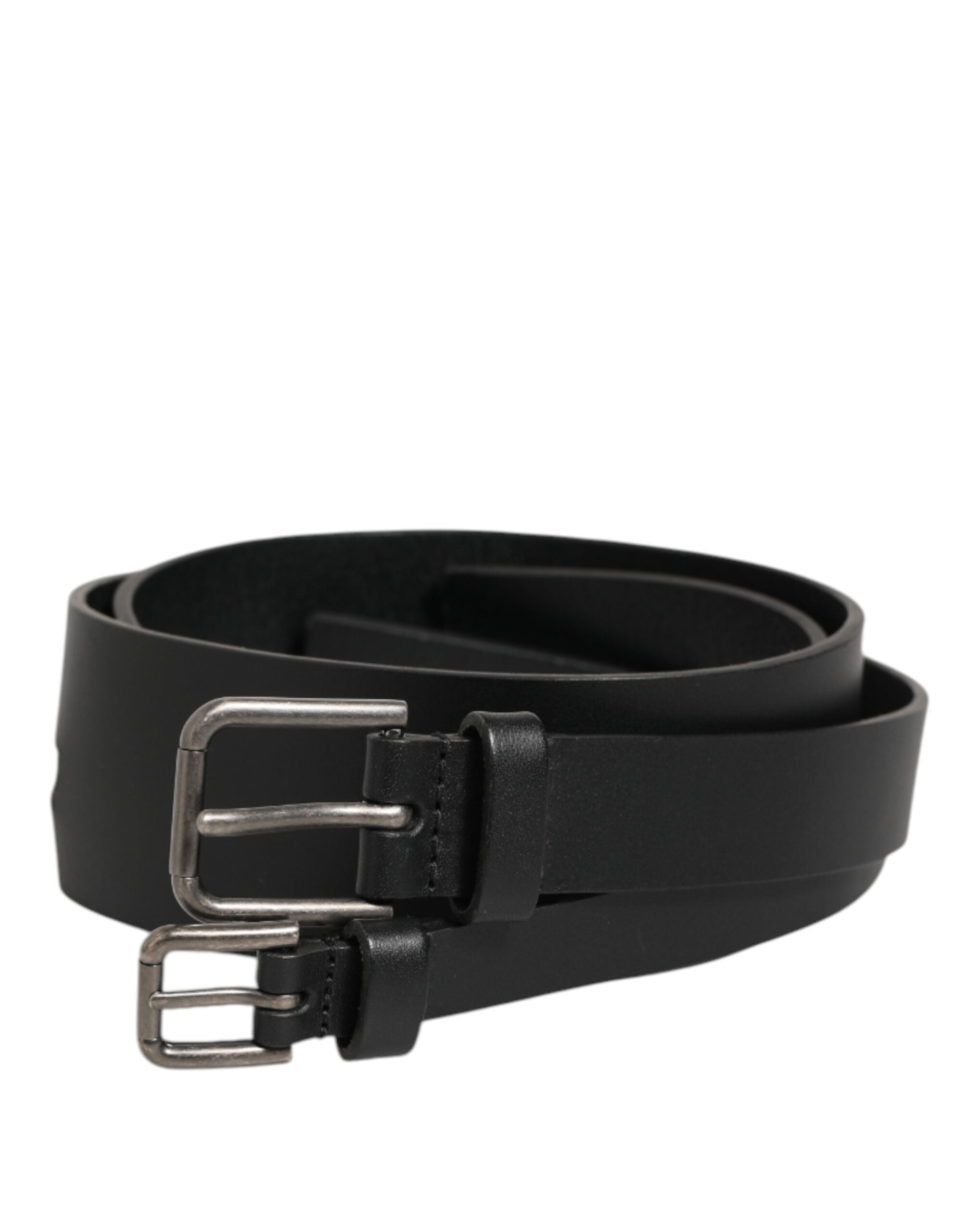 Dolce & Gabbana Black Double-Strap Leather Buckle Men's Belt