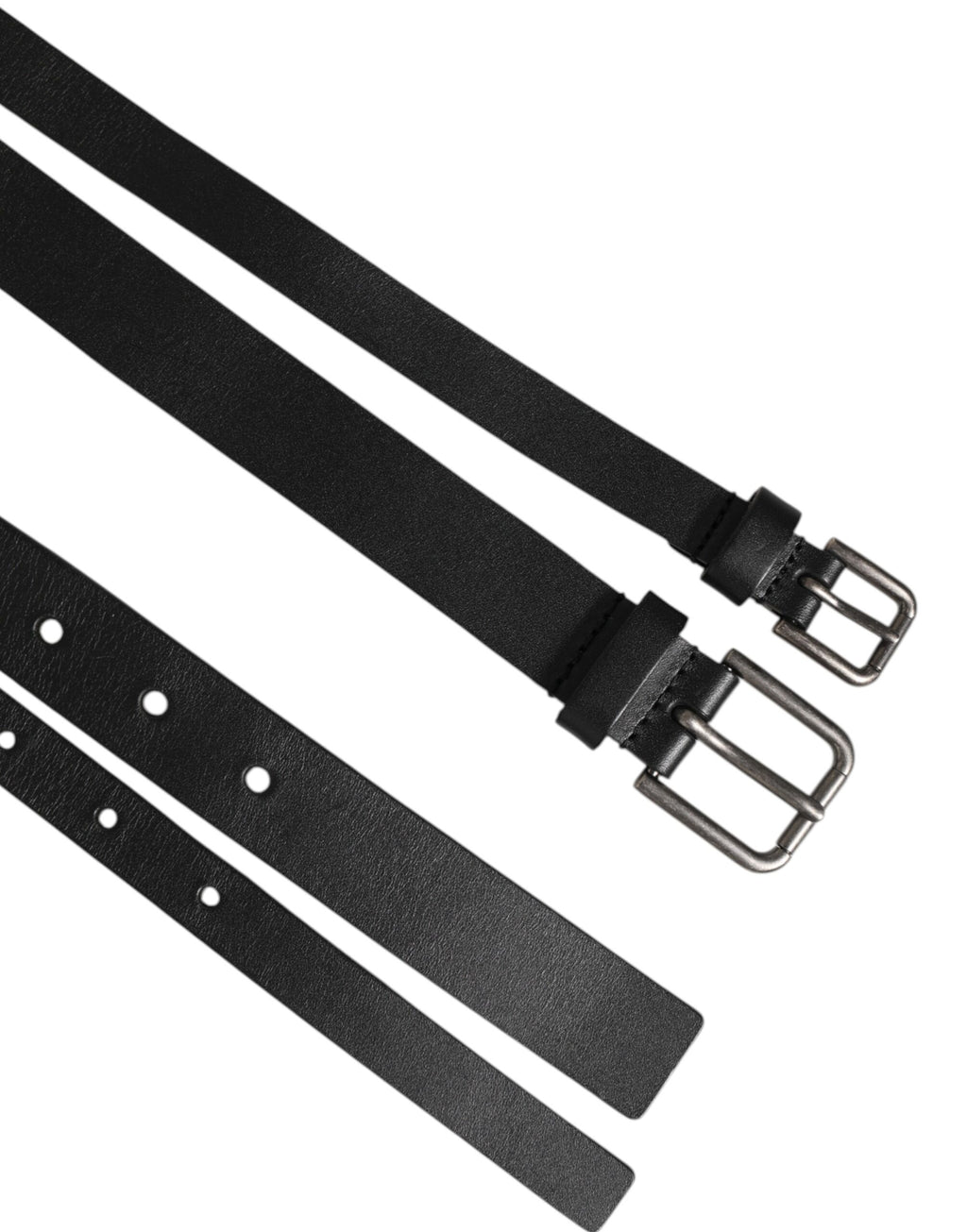 Dolce & Gabbana Black Double-Strap Leather Buckle Men's Belt