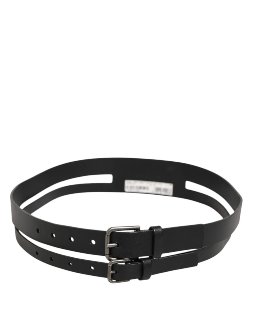 Dolce & Gabbana Black Double-Strap Leather Buckle Men's Belt