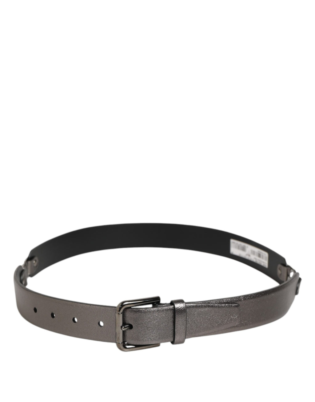 Dolce & Gabbana Black Silver Pebbled Textured Leather Buckle Men's Belt