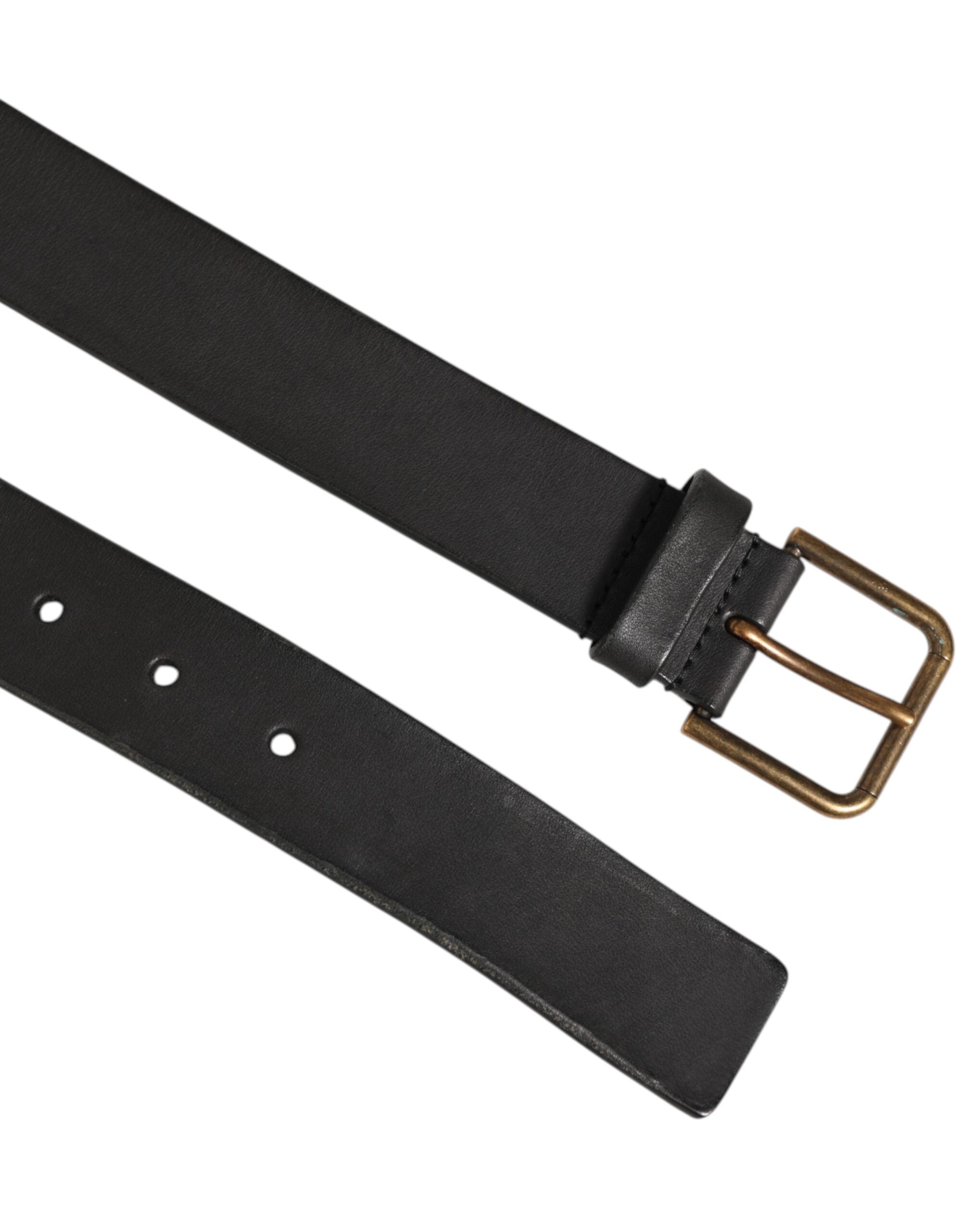 Dolce & Gabbana Black Leather Metal Buckle Classic Men's Belt