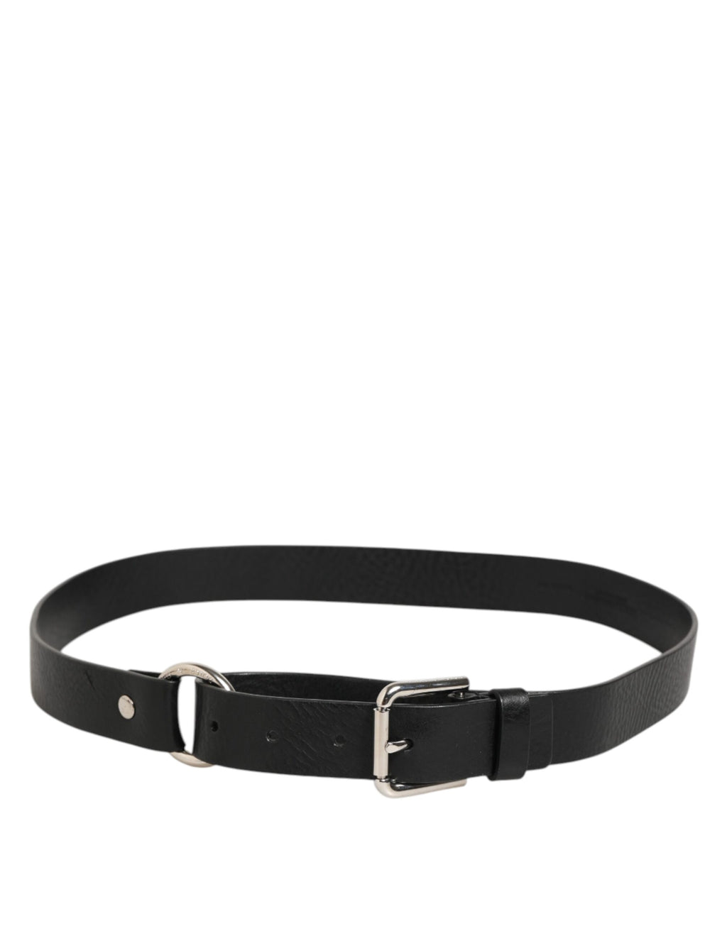 Dolce & Gabbana Black Leather Belt with Classic Metal Logo Buckle