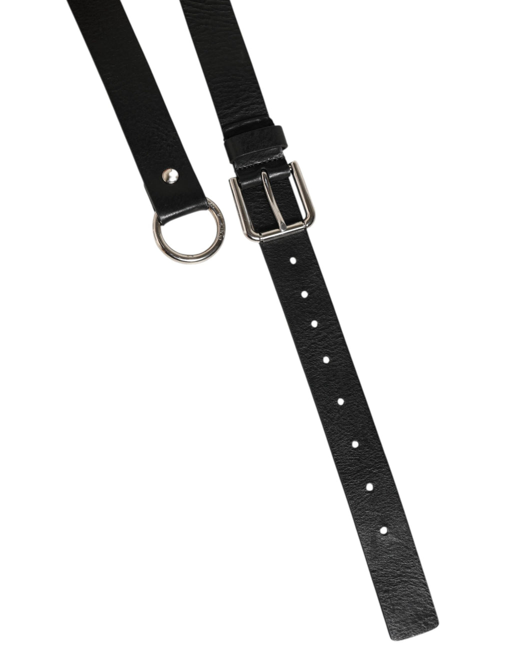 Dolce & Gabbana Black Leather Belt with Classic Metal Logo Buckle