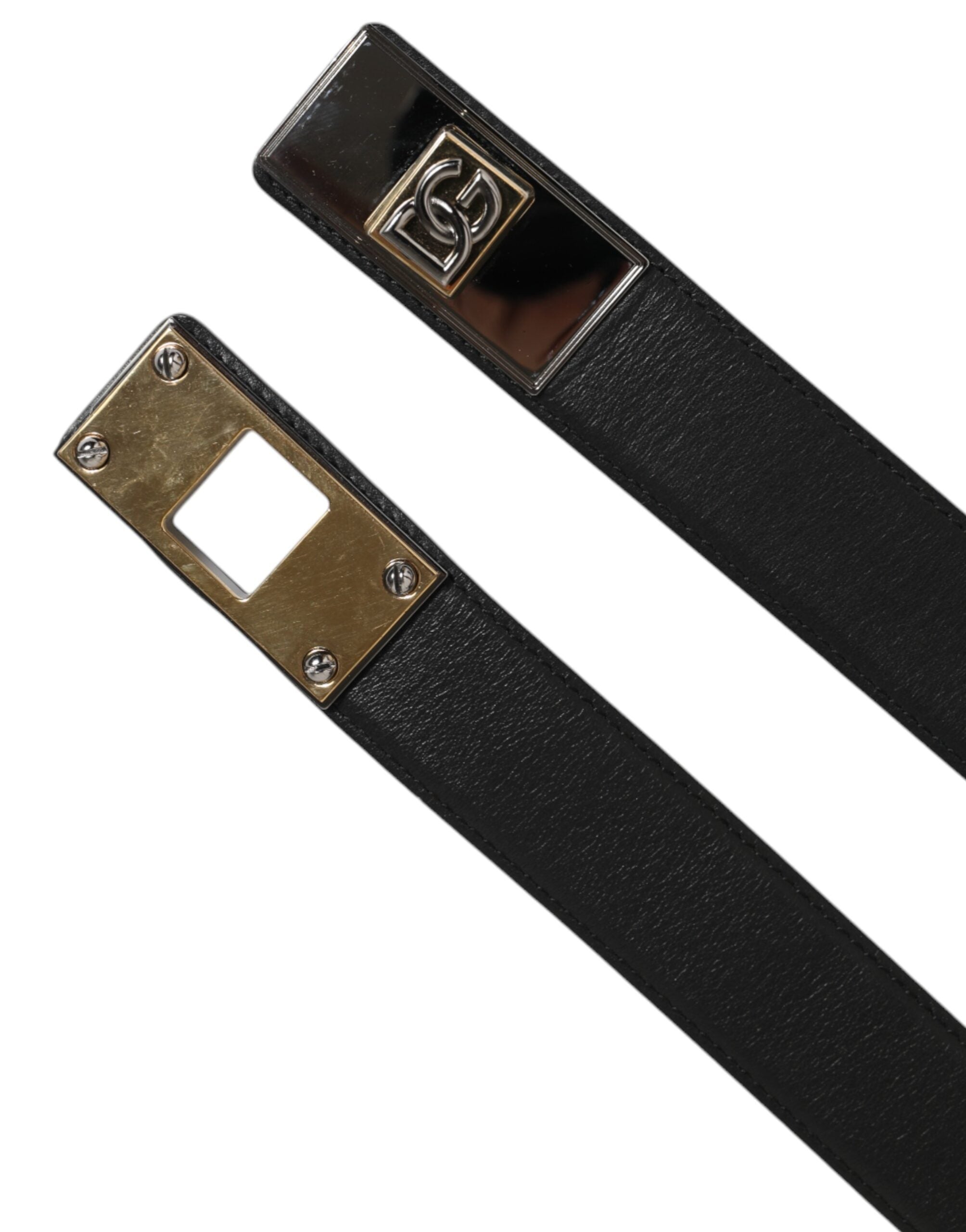 Dolce & Gabbana Schwarzer Leder-Gürtel mit klassischer Metall-Logo-Schnalle