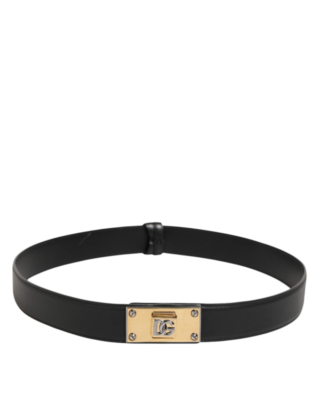 Dolce & Gabbana Schwarzer Leder-Gürtel mit klassischer Metall-Logo-Schnalle