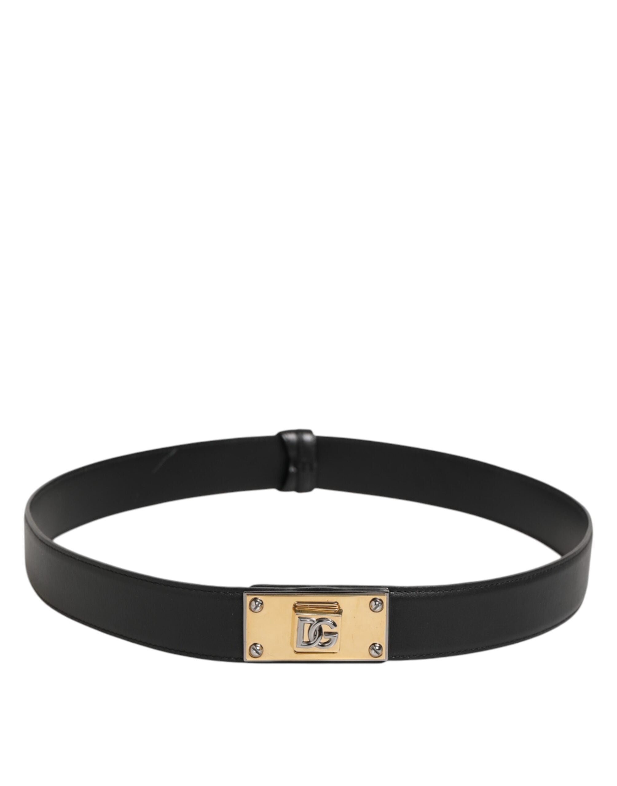 Dolce & Gabbana Schwarzer Leder-Gürtel mit klassischer Metall-Logo-Schnalle