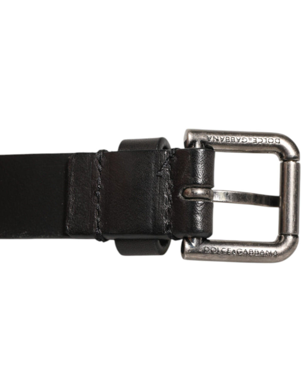 Dolce & Gabbana Black Double-Strap Leather Belt with Silver Buckle