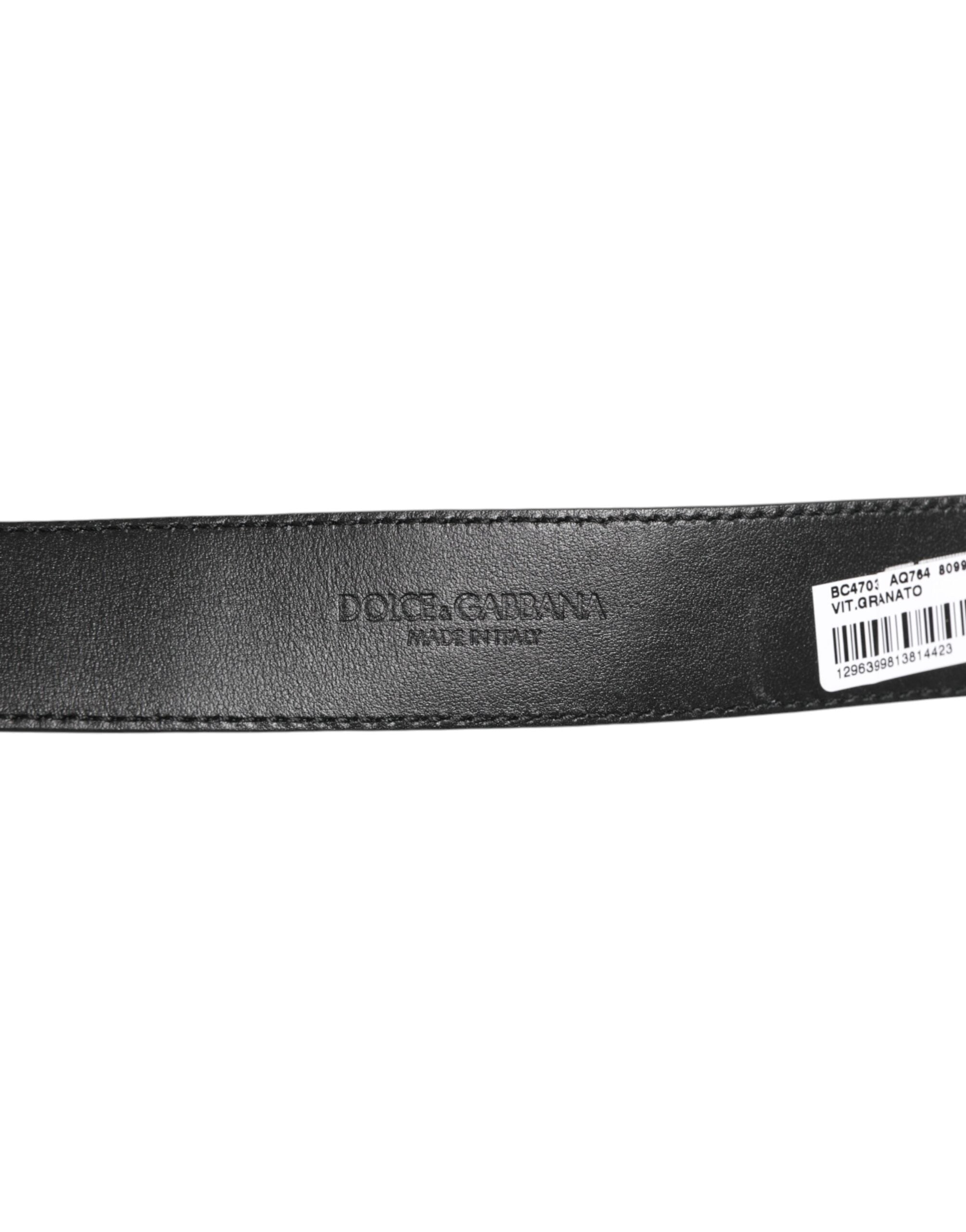 Dolce & Gabbana Schwarzer Leder-Gürtel mit klassischer Metall-Logo-Schnalle