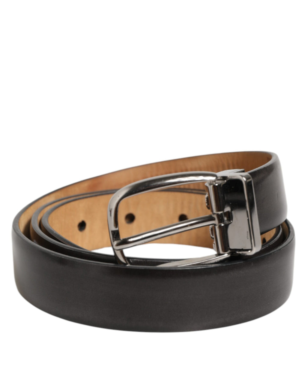 Dolce & Gabbana Schwarzer klassischer Ledergürtel mit silberfarbener Schnalle