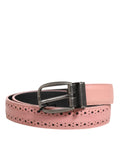 Dolce & Gabbana Pink Leather Perforated Details Buckle Belt