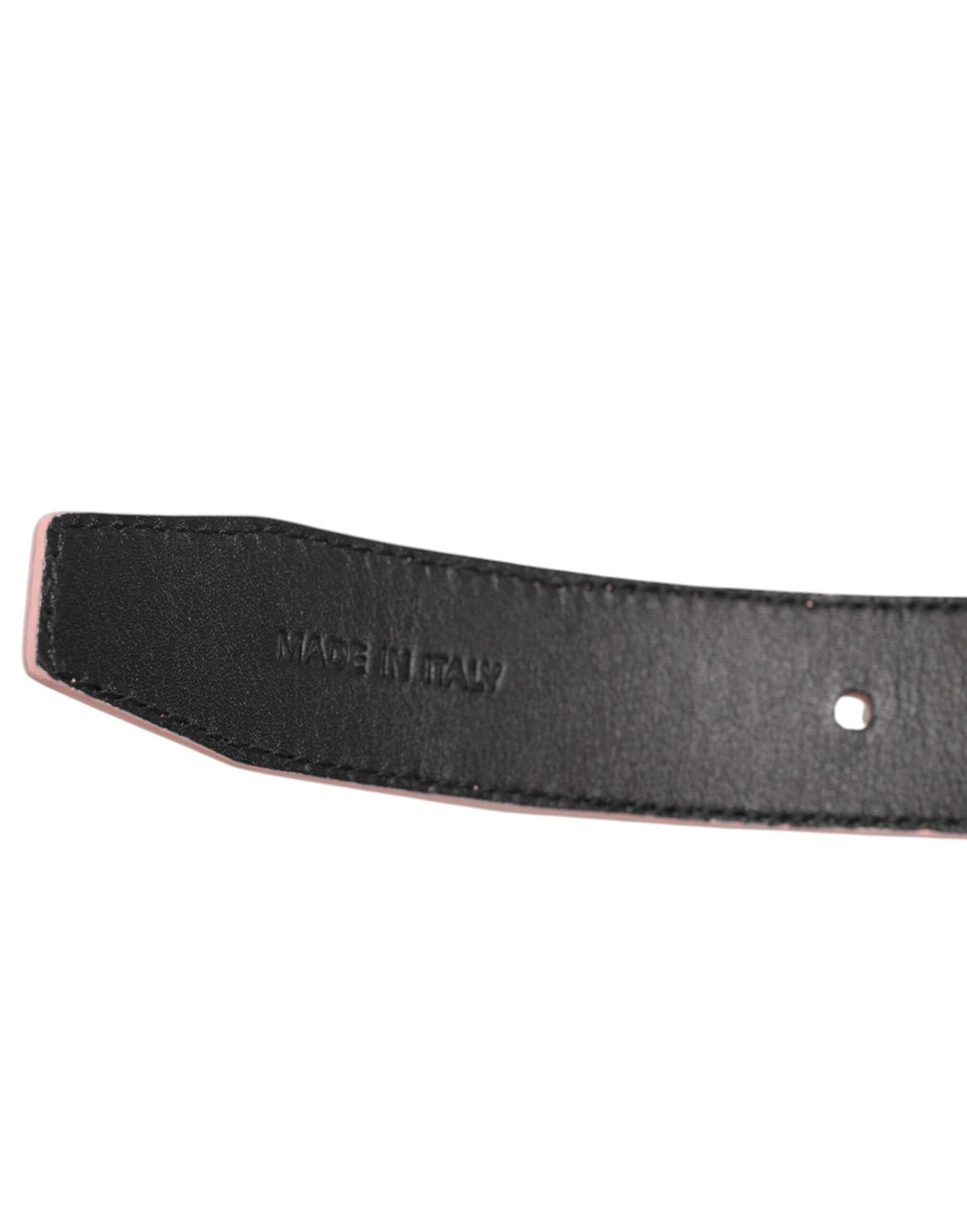 Dolce & Gabbana Pink Leather Perforated Details Buckle Belt