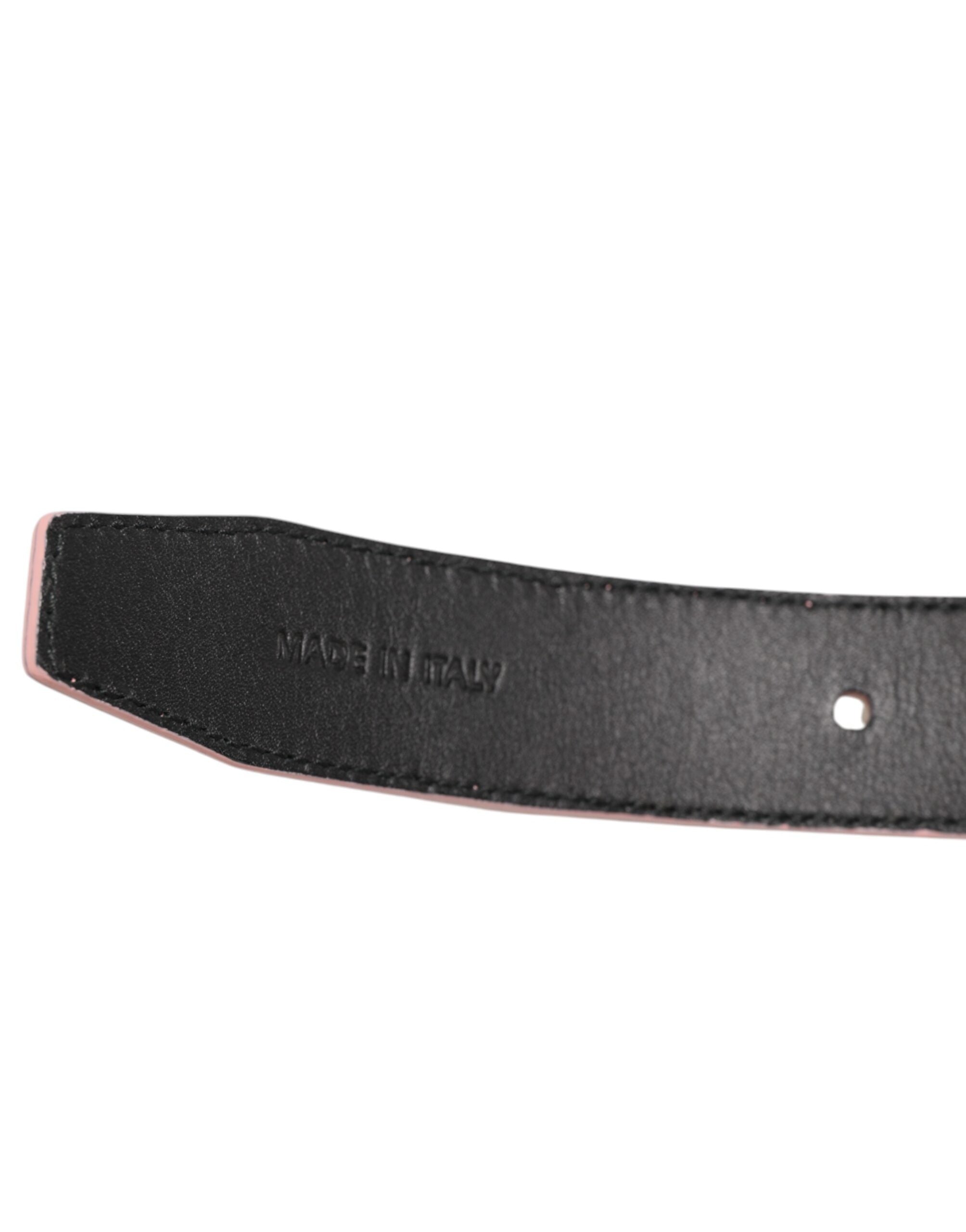 Dolce & Gabbana Pink Leather Perforated Details Buckle Belt