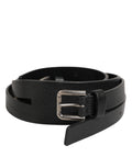 Dolce & Gabbana Black Double-Strap Leather Belt with Gold Buckle